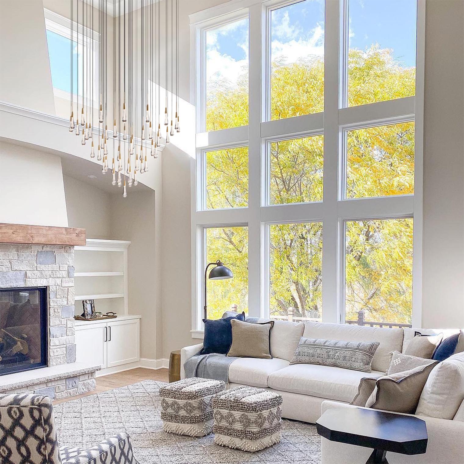 Elara Solitaires Round Crystal Chandelier 17'' 24'' 36'' 40'' 58''D#color_brass,size_58"-47 lights