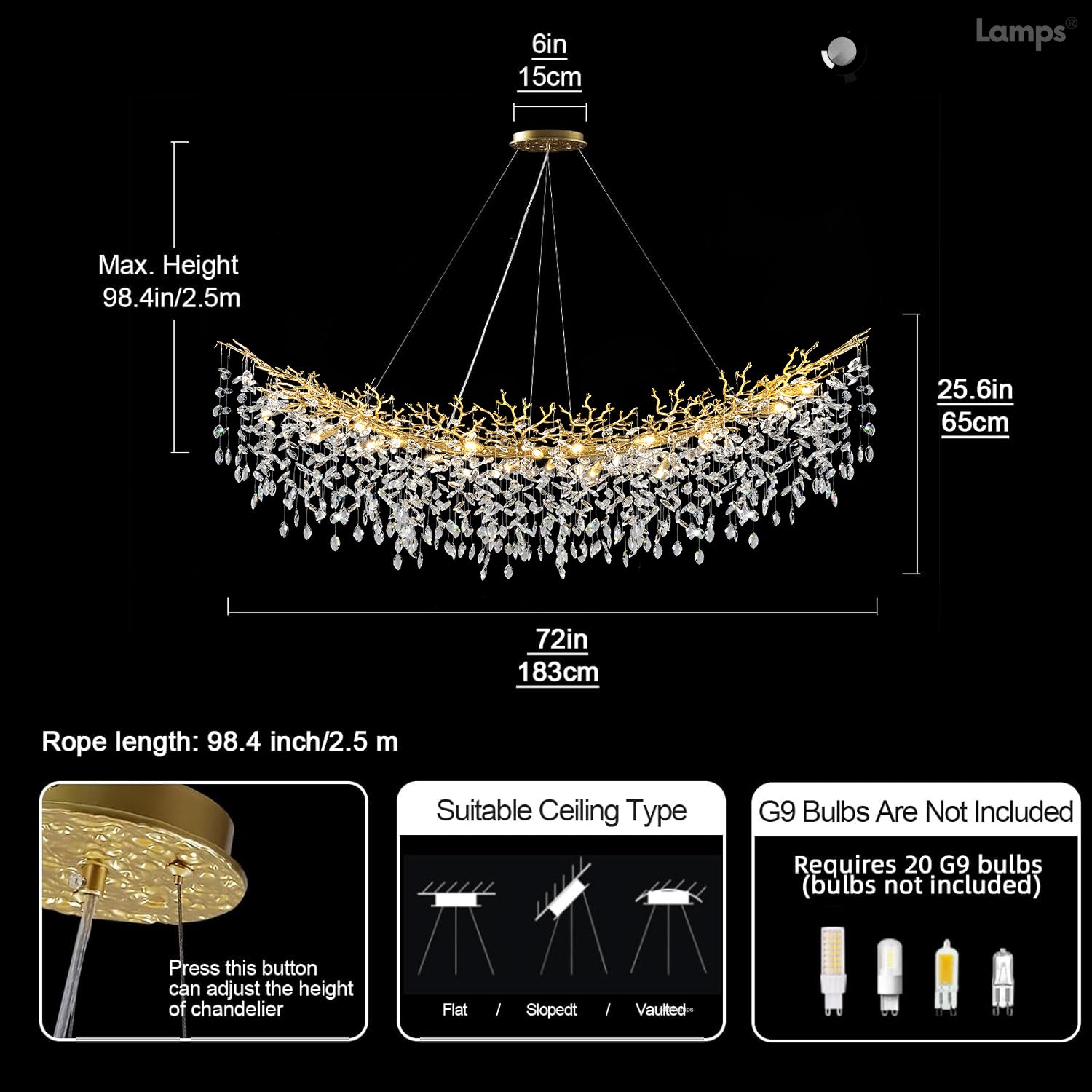 Frostleaf Cascade Tree Branch Linear Chandelier for All Rooms 55" 72"#Color_brass,Size_L-72inches