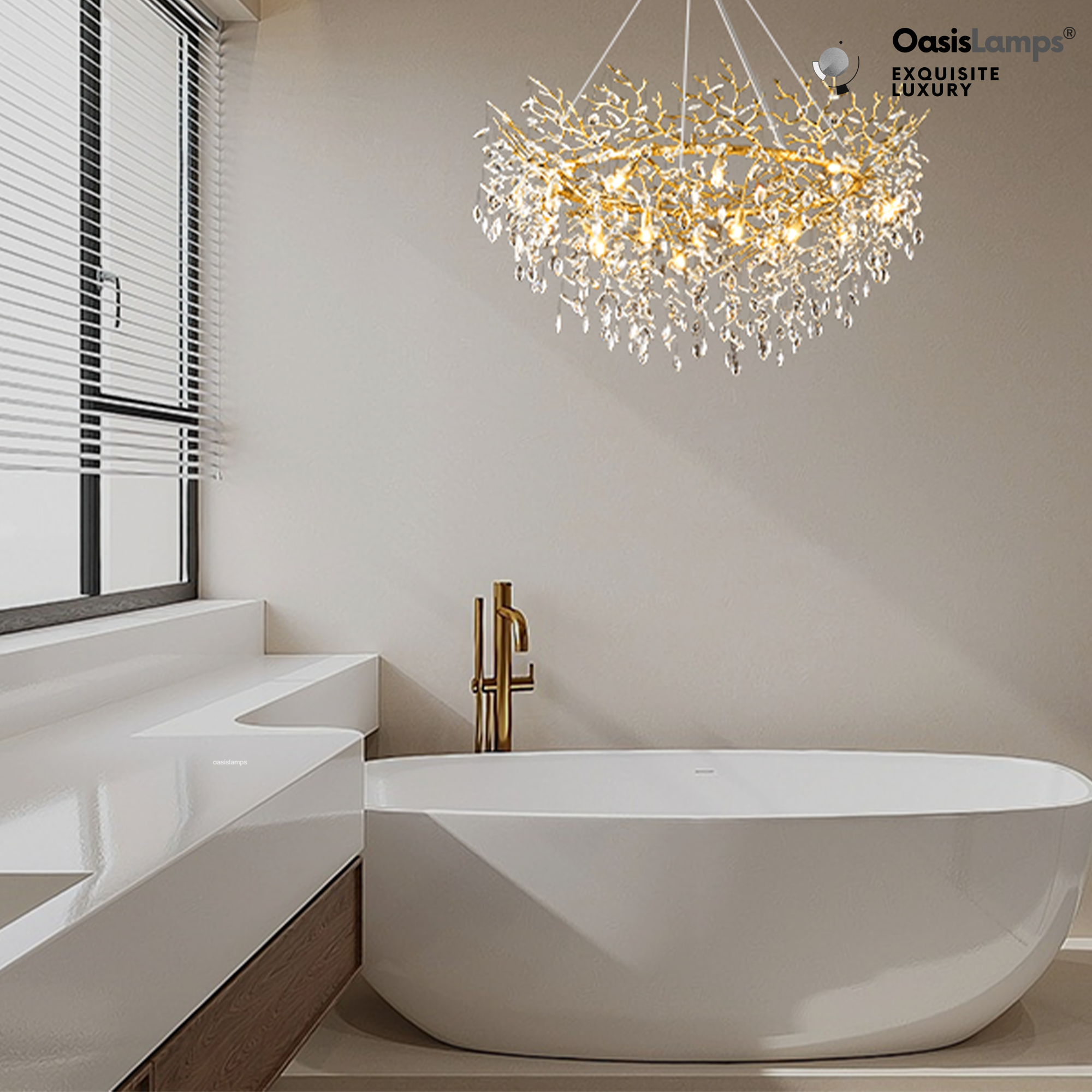 Frostleaf Branch Halo Chandelier 48"D#Color_Brass