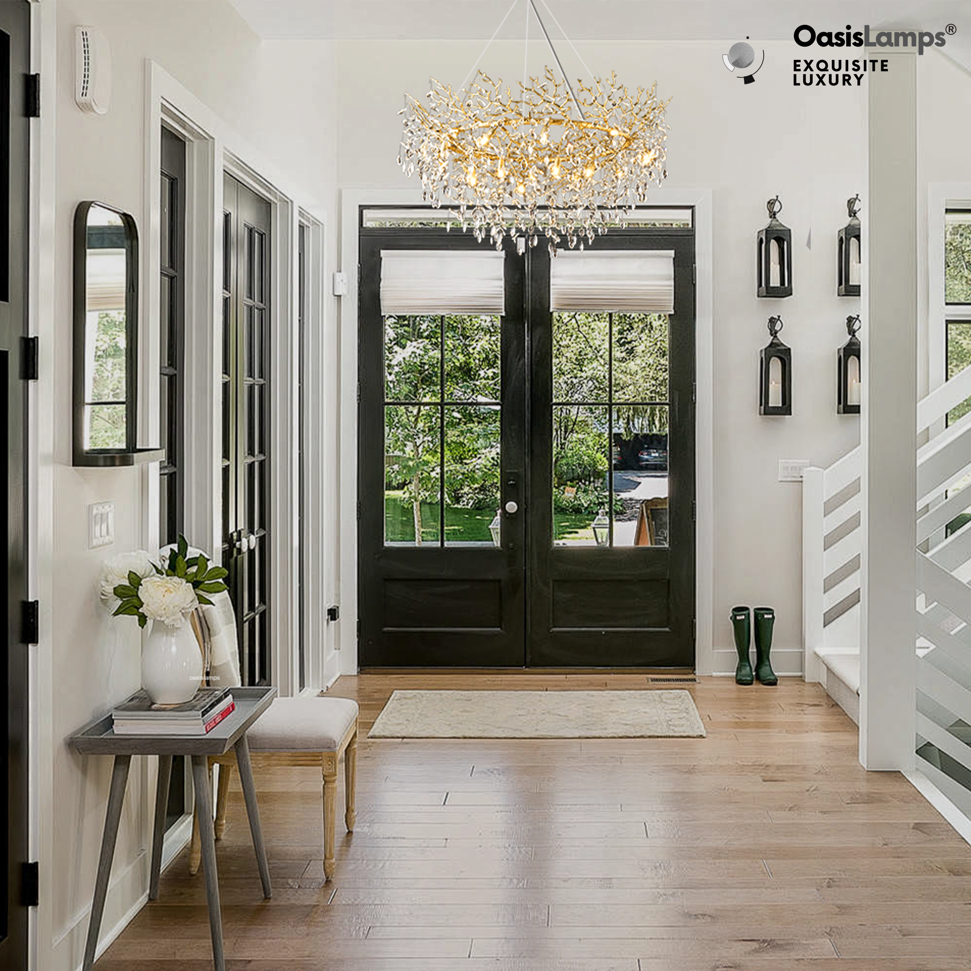 Frostleaf Branch Halo Chandelier 48"D#Color_Brass