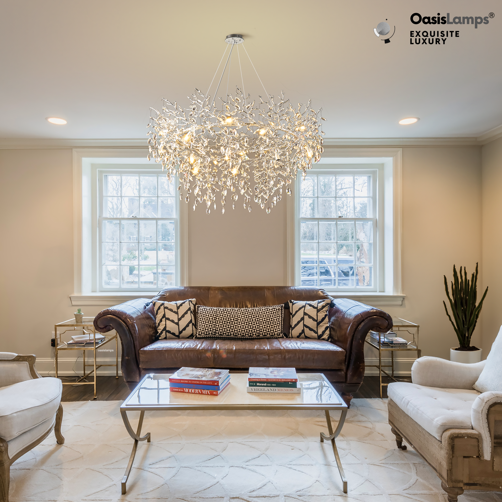 Frostleaf Branch Halo Chandelier 48"D#Color_Silver