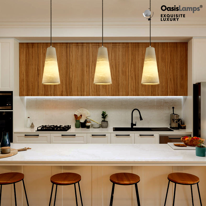 Capus Conical Alabaster Pendant#color_nickel