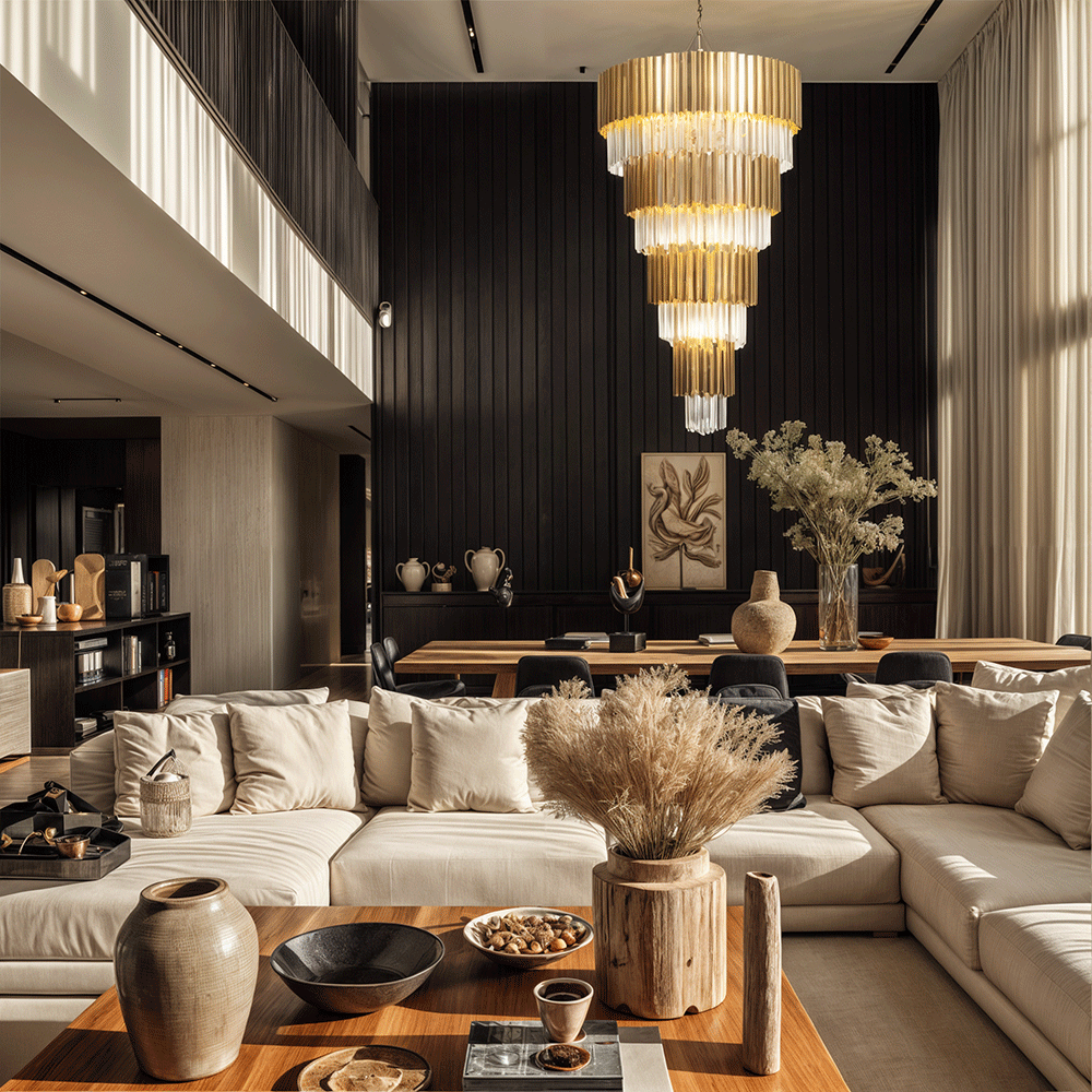 Golden Pisa Crystal Chandelier 70'' 78''H