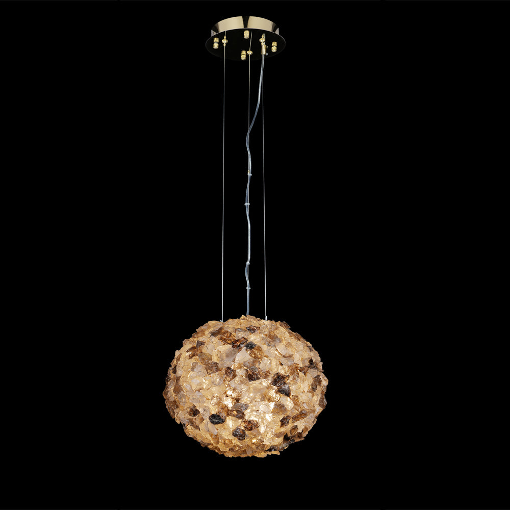 Modern Modern Clear & Smoky Rock Crystal Ball Pendant Light