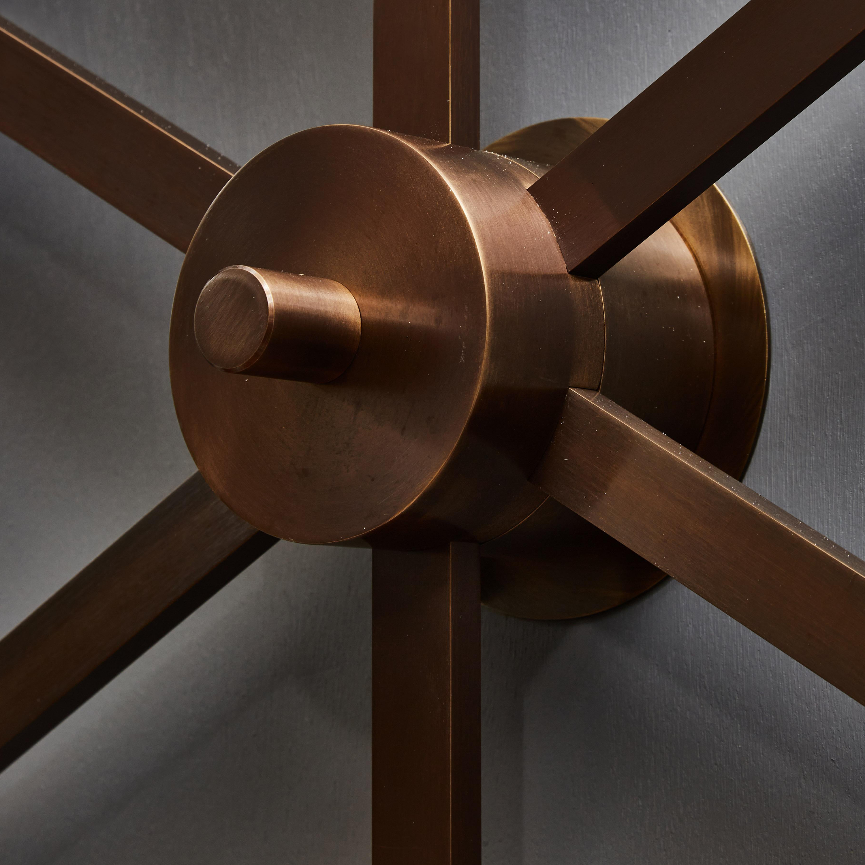 Alabaster Six Asymmetrical Arms Wall Sconce and Ceiling Lamp Brass