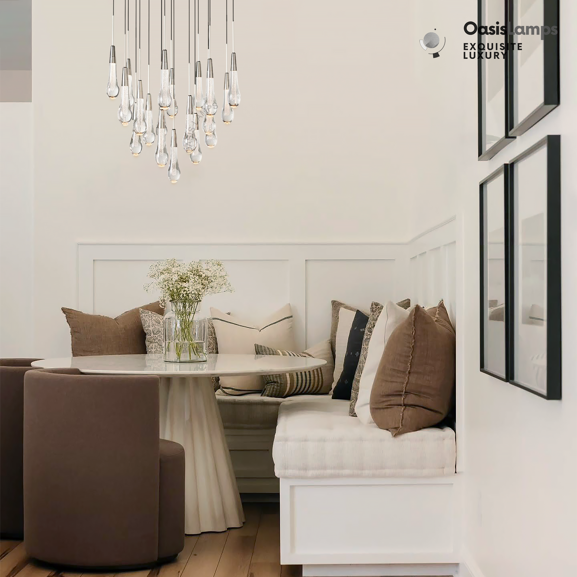 Elara Solitaires Round Crystal Chandelier 17'' 24'' 36'' 40'' 58''D#color_Nickel,size_24"-19 lights