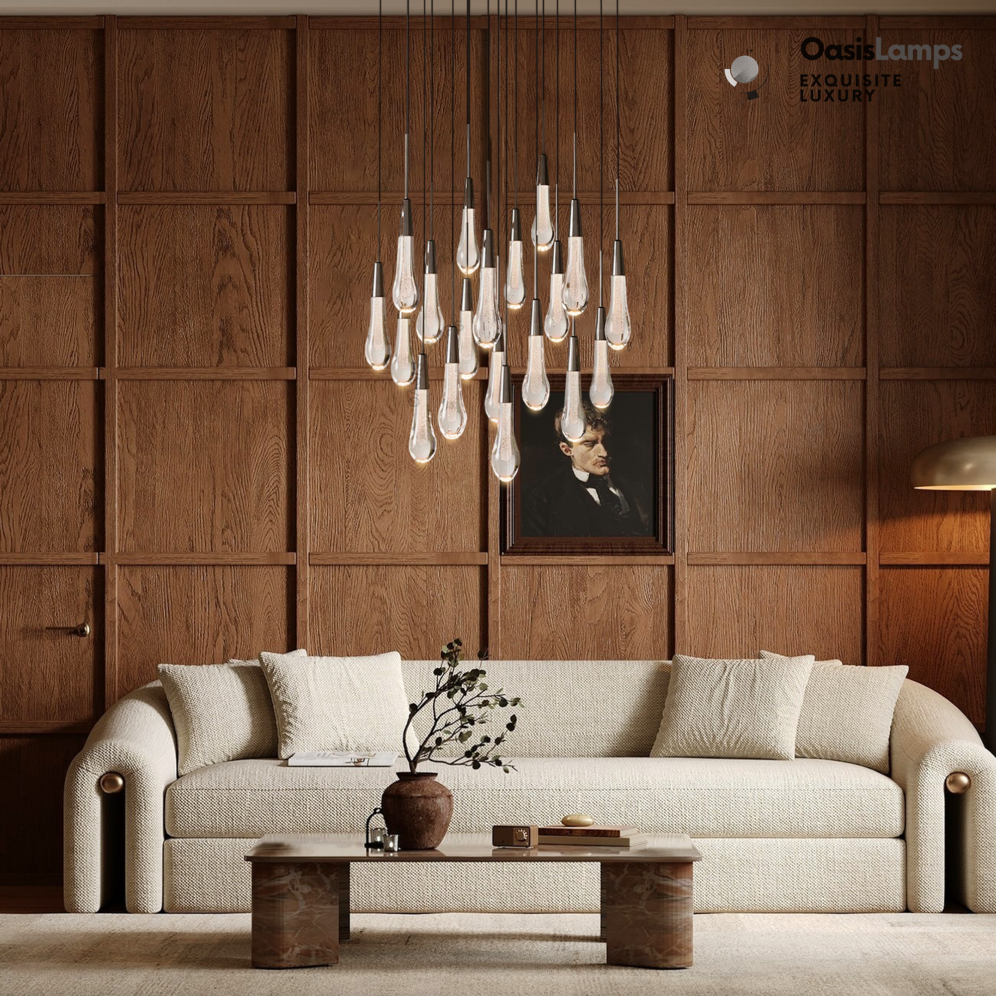 Elara Solitaires Round Crystal Chandelier 17'' 24'' 36'' 40'' 58''D#color_bronze,size_24"-19 lights