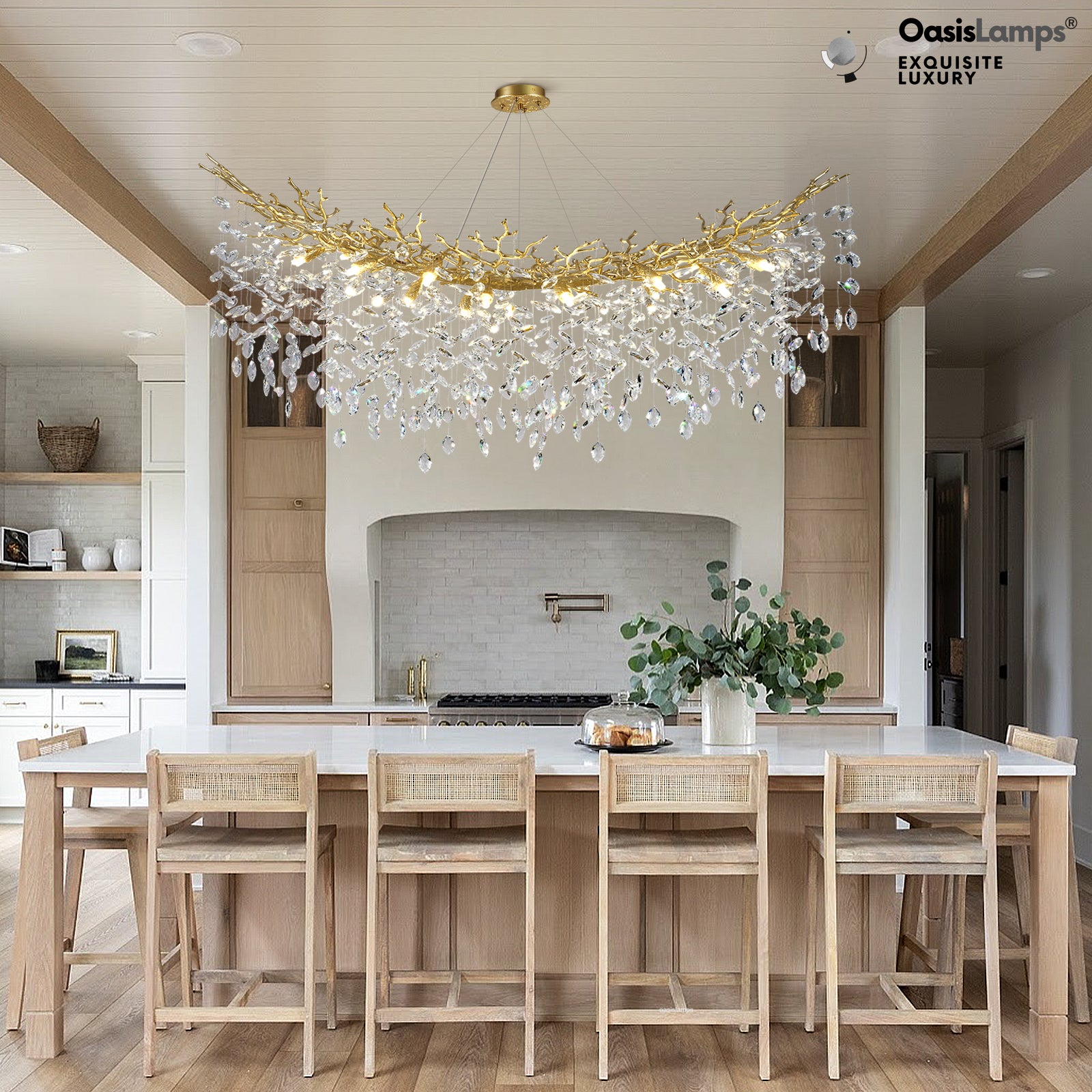 Frostleaf Cascade Tree Branch Linear Chandelier for All Rooms 55" 72"#Color_brass,Size_L-55inches
