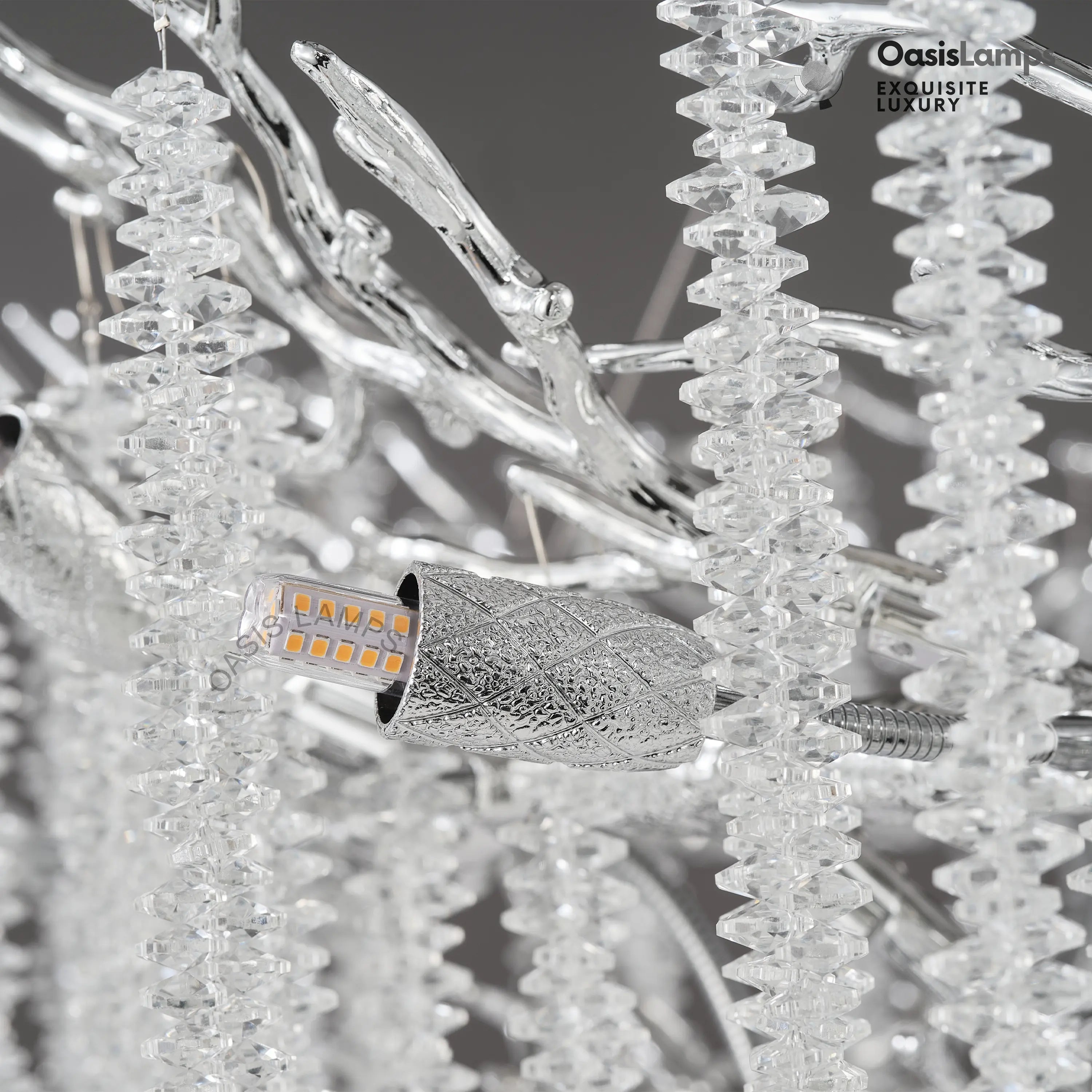 Snow Tree Branches Linear Chandelier 55''L#Color_silver