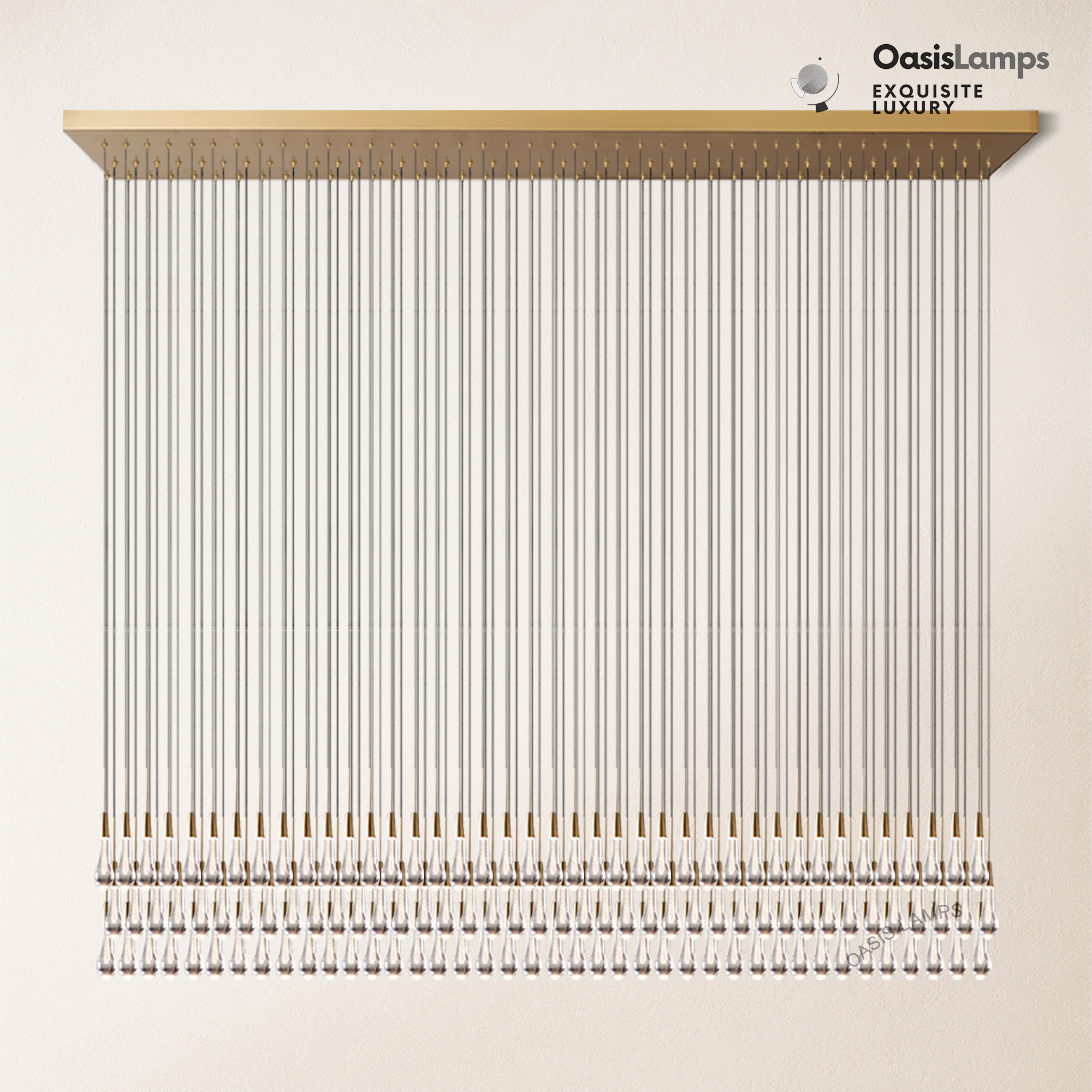 Elara Solitaires Linear Crystal Chandelier 37'' 50'' 70'' 87" 120"W#color_brass,size_120"-120lights