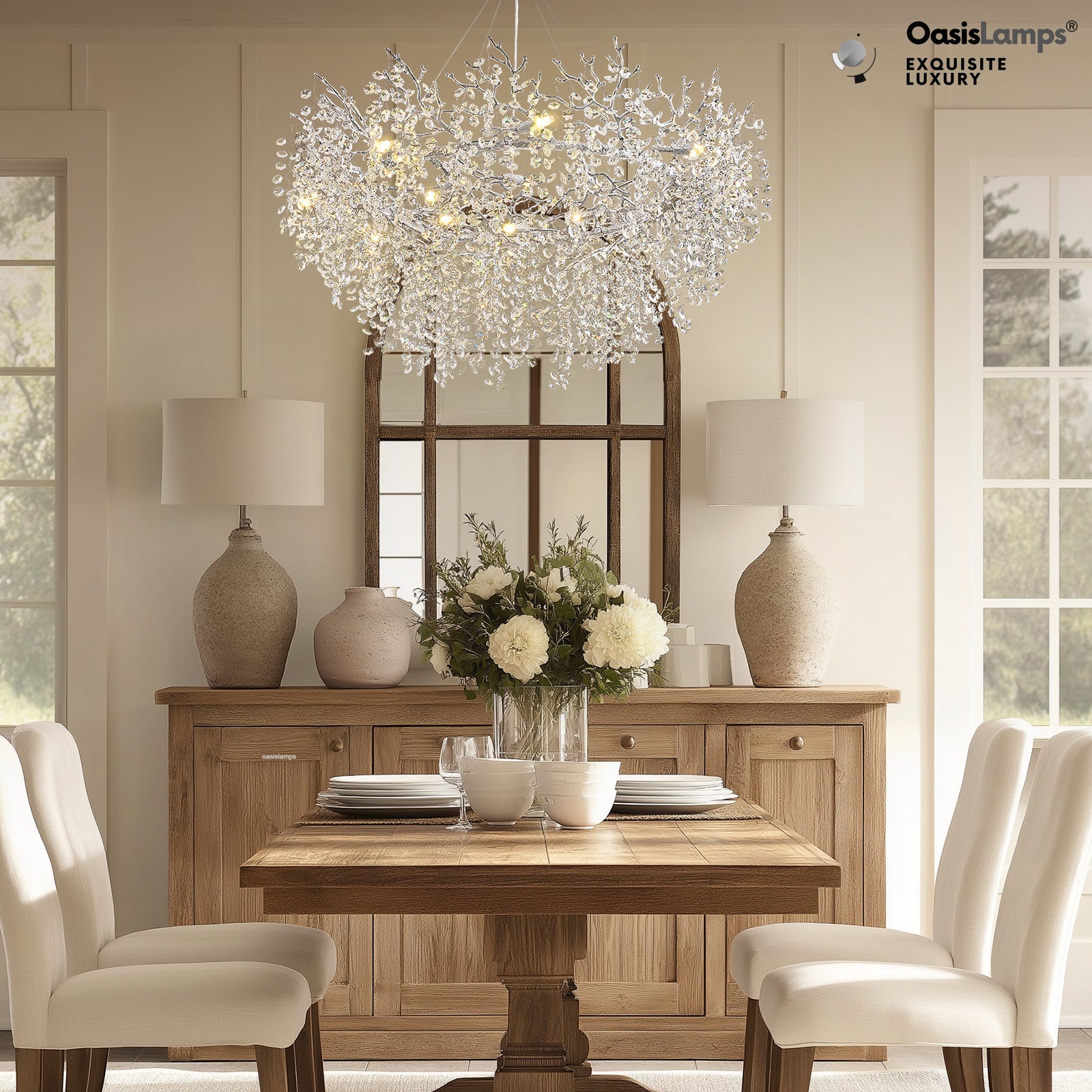 Lustre Branches Halo Chandelier 48"#Color_ Silver