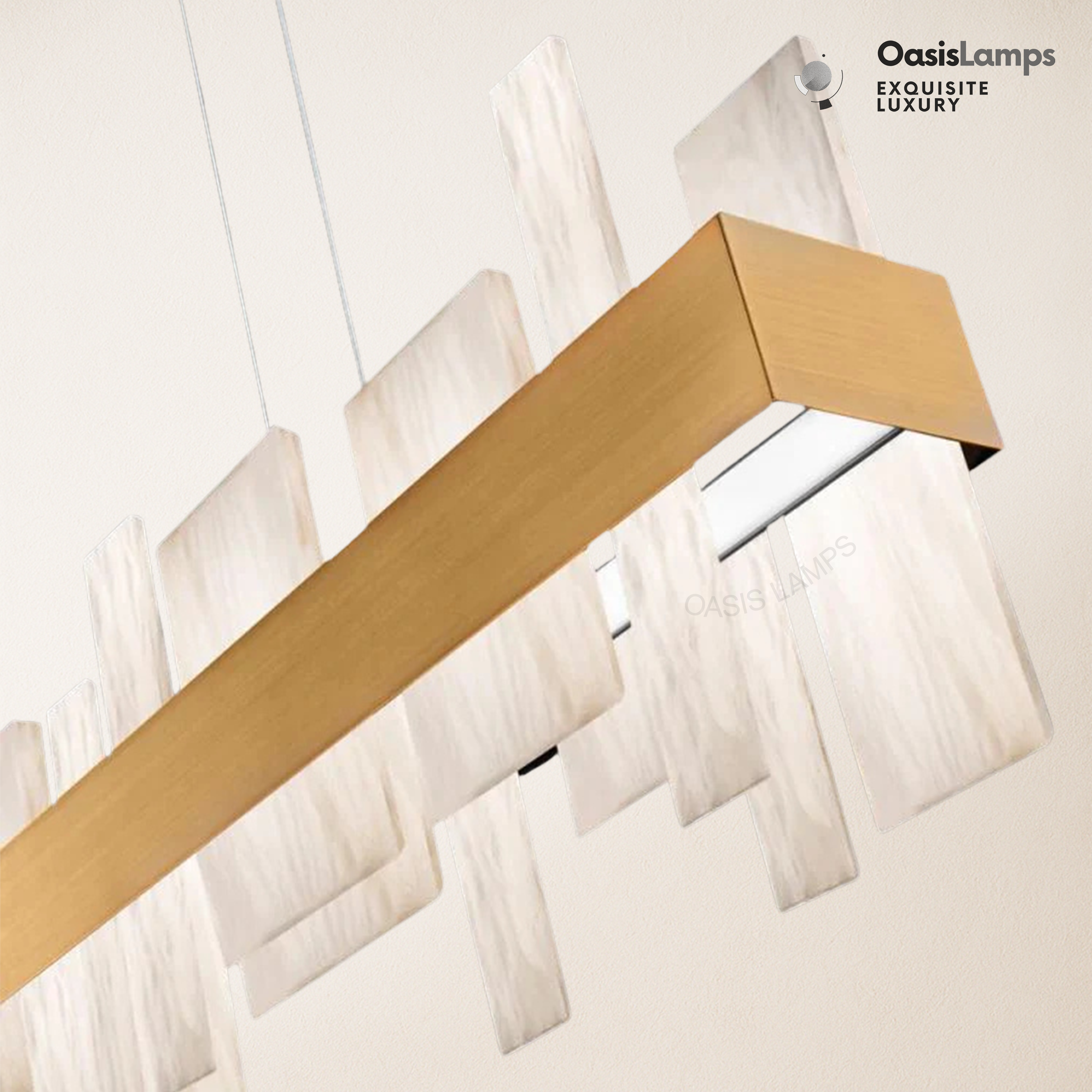 Swang Acropolis 46in LED Linear Alabaster Chandelier#Finish_Brass
