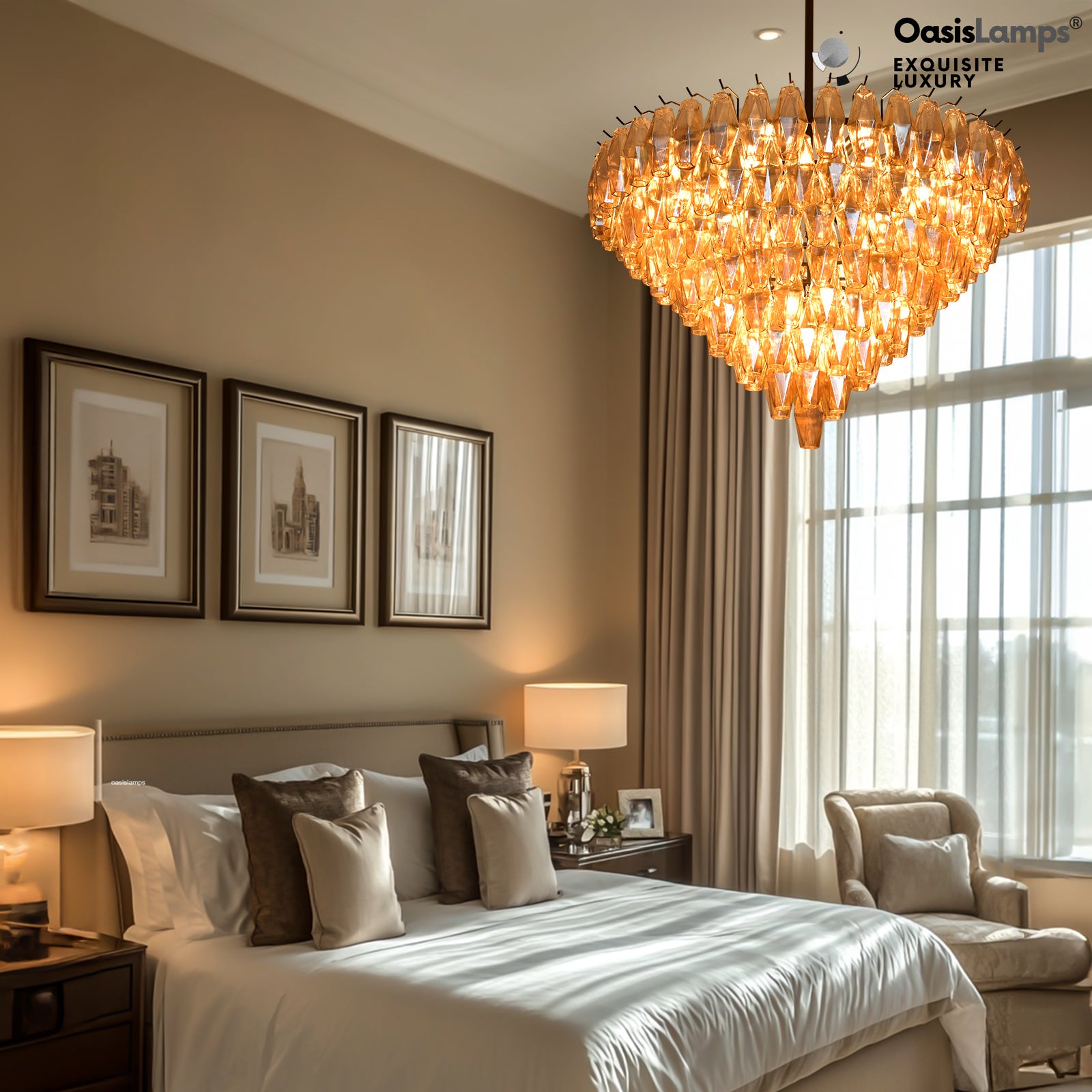 Celestial Drop Crystal Glass Chandelier 36"#color_black