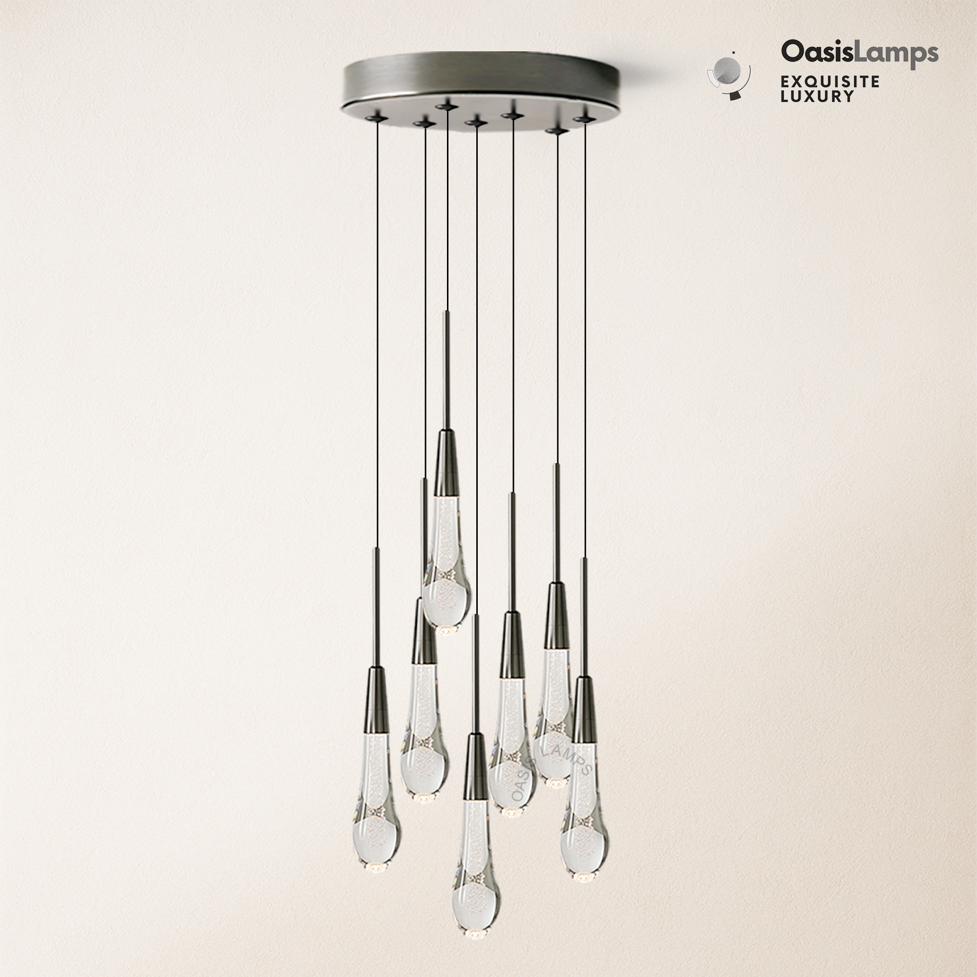 Elara Solitaires Round Crystal Pendant-3 lights 5 lights 7 lights#color_bronze,size_7 lights