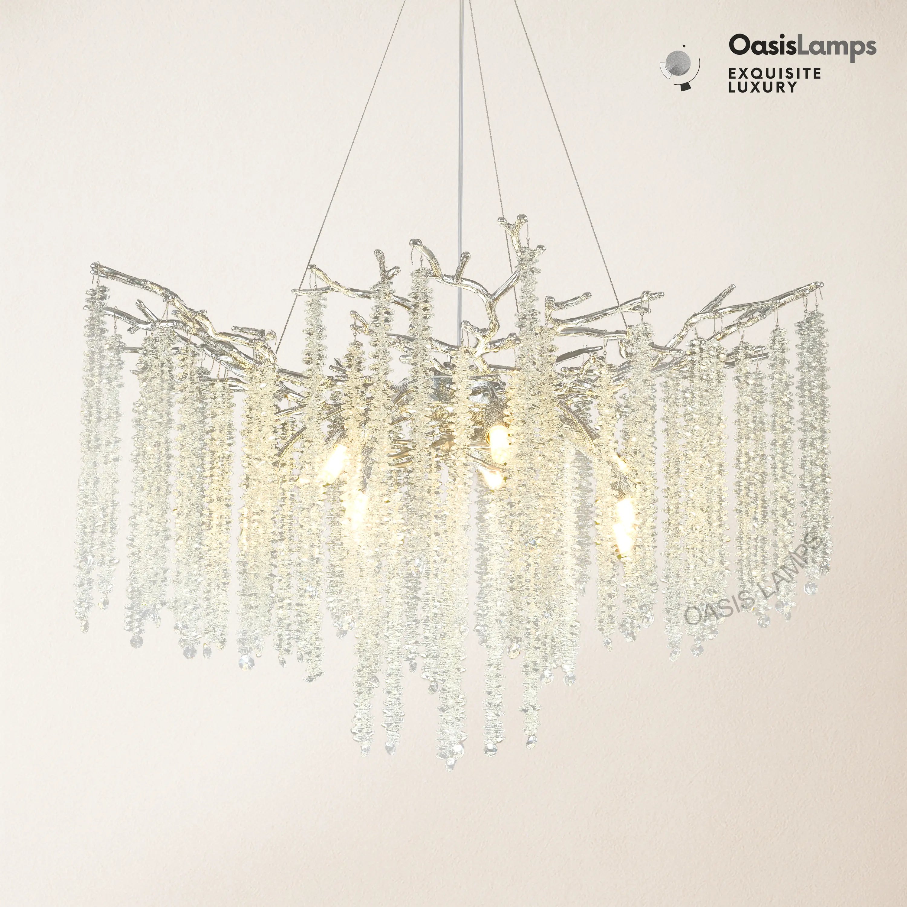 Snow Tree Branch Crystal Chandelier 30" 40"D#color_silver,size_30"