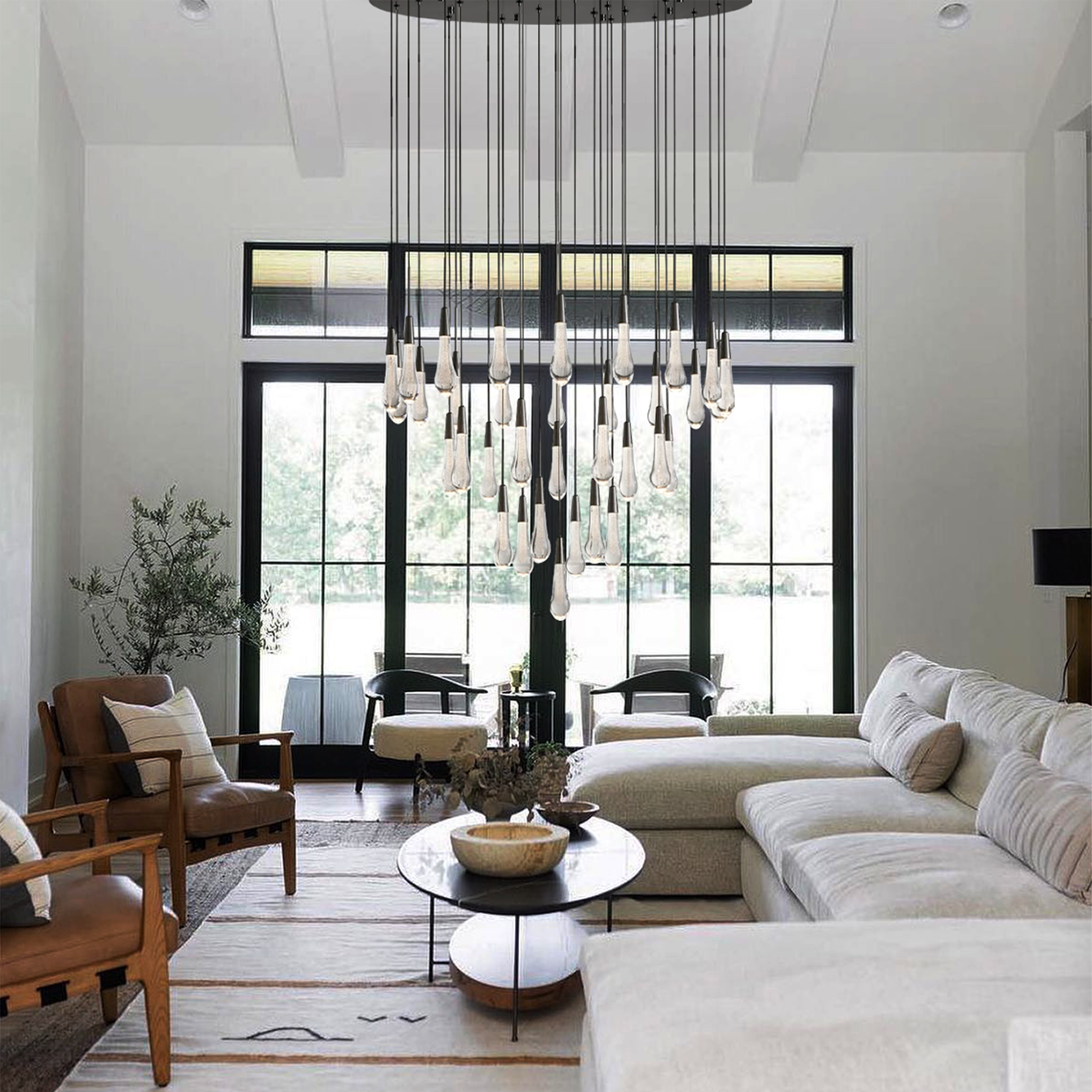 Elara Solitaires Round Crystal Chandelier 17'' 24'' 36'' 40'' 58''D#color_bronze,size_36"-34 lights