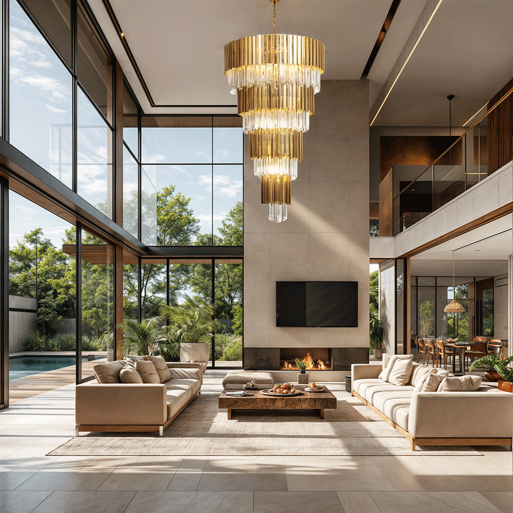 Golden Pisa Crystal Chandelier 70'' 78''H