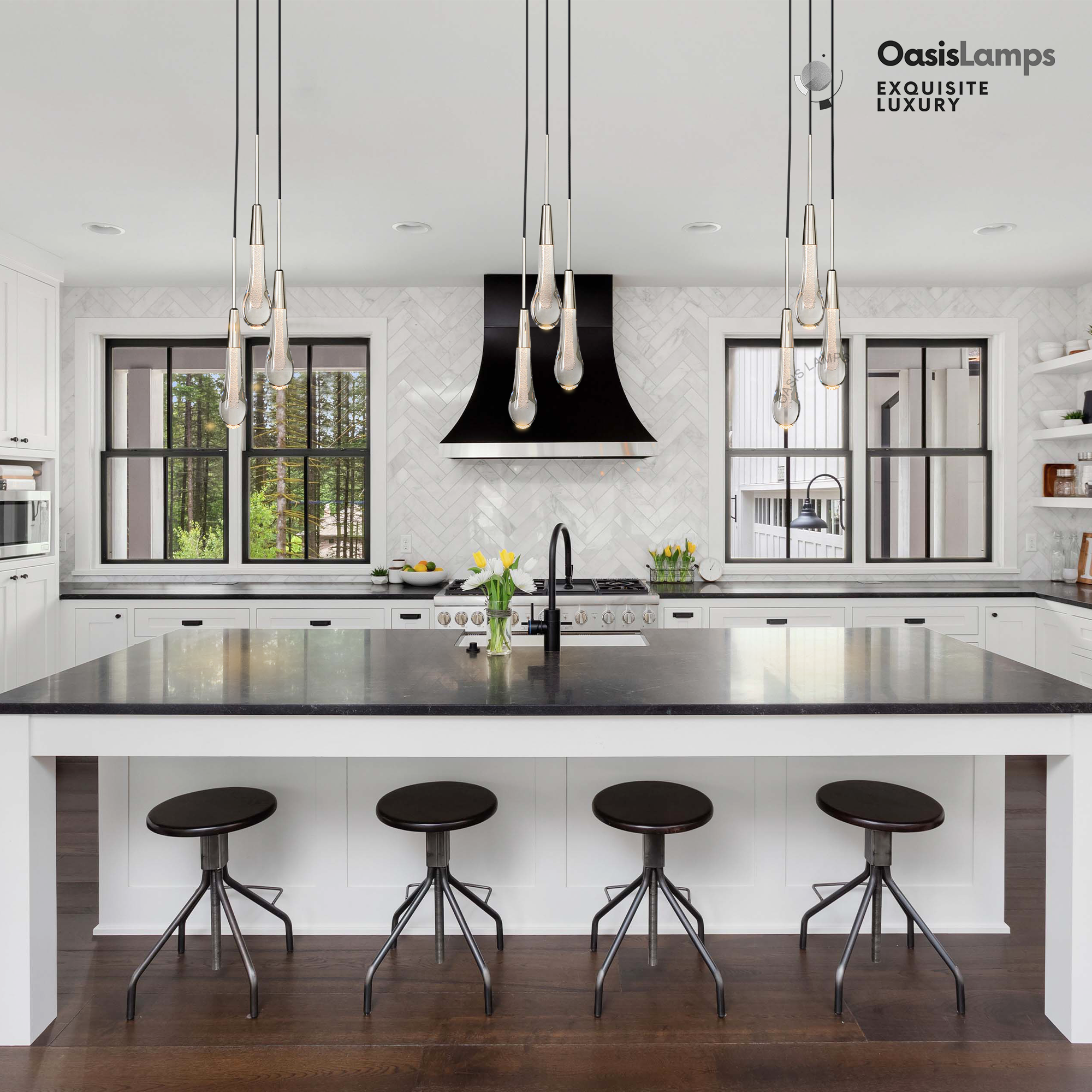 Elara Solitaires Round Crystal Pendant-3 lights 5 lights 7 lights#color_nickel,size_3 lights