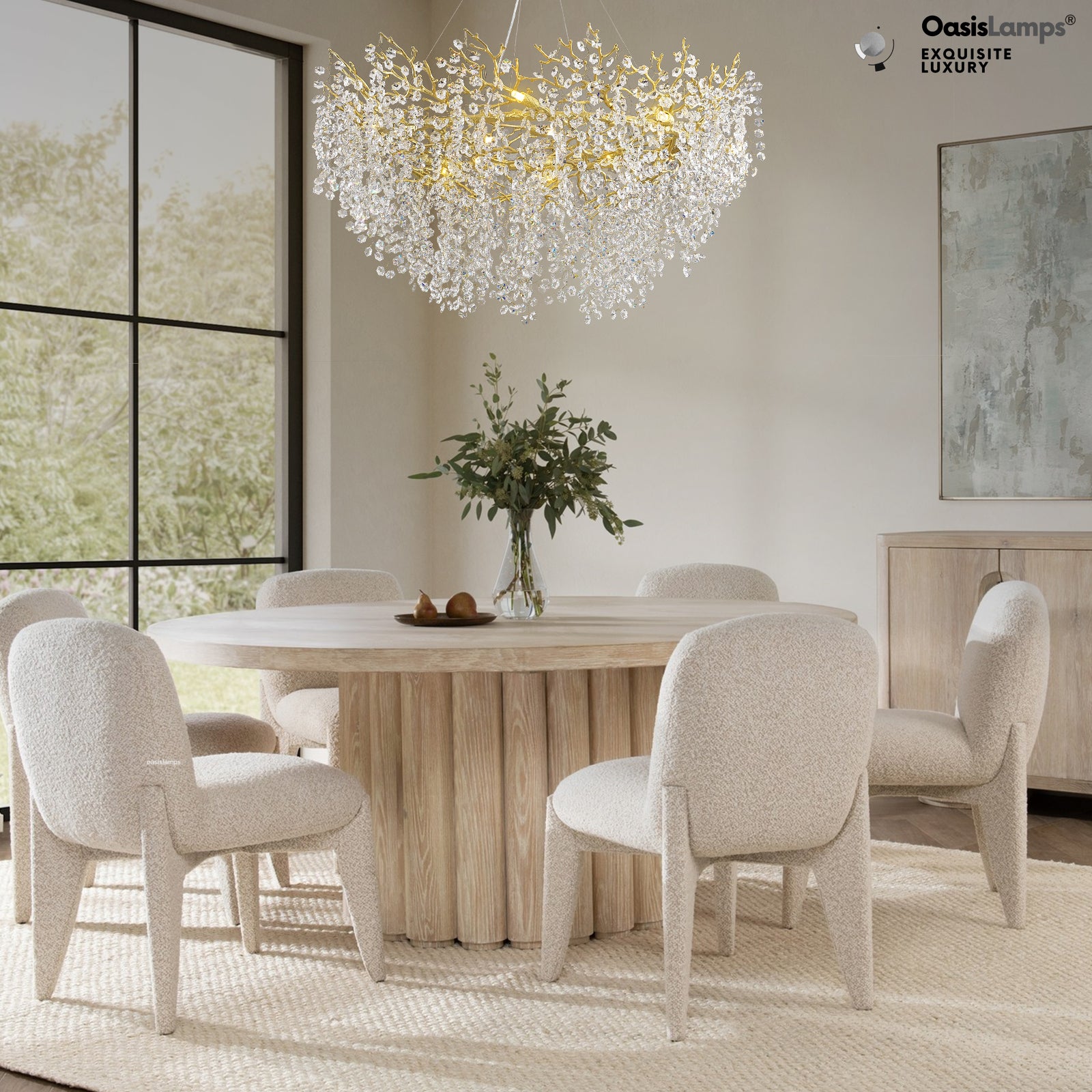Lustre Branches Halo Chandelier 48"#Color_ Gold