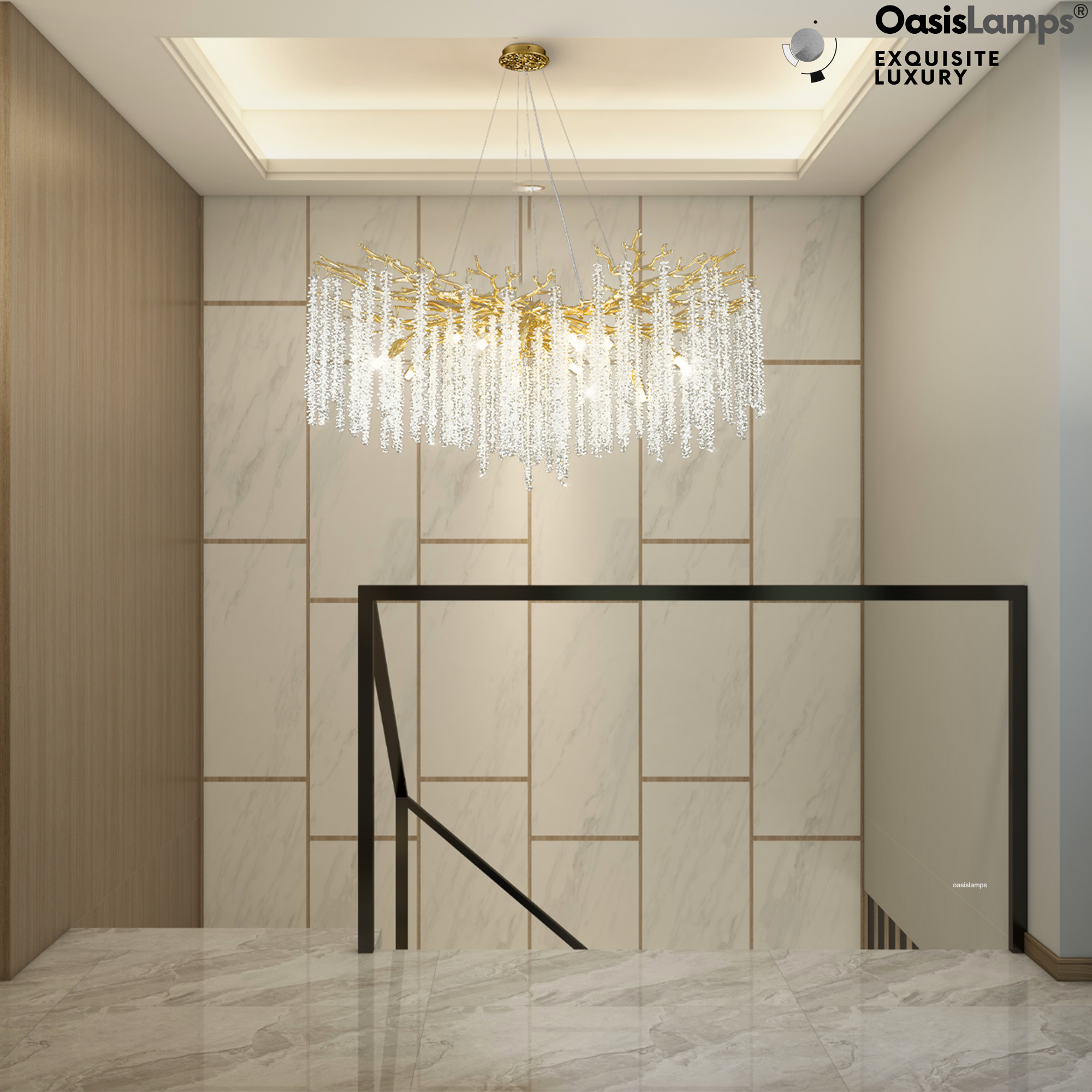 Snow Tree Branch Crystal Chandelier 30" 40"D#color_brass,size_40"