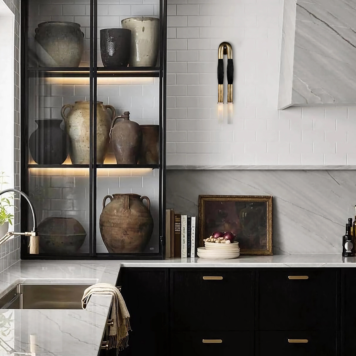 Horsehair Solid Brass Wall Sconce 30''H