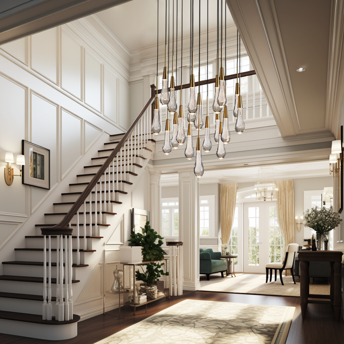 Elara Solitaires Round Crystal Chandelier 17'' 24'' 36'' 40'' 58''D#color_brass,size_24"-19 lights