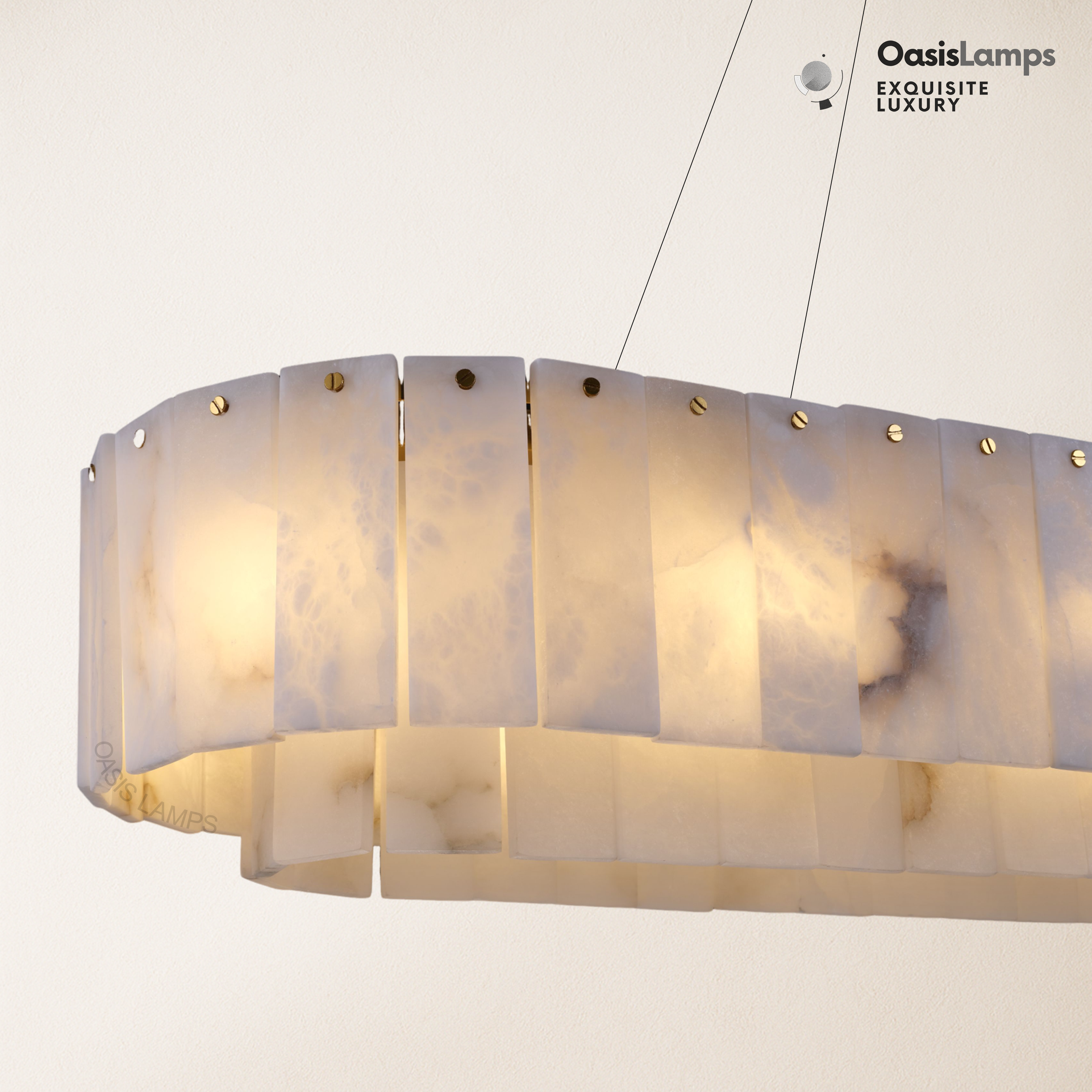 Sawyer Alabaster Rectangle Chandelier 40" 54"L#Color_Brass