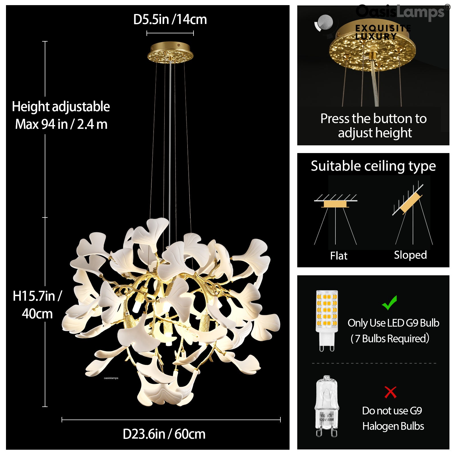 Twilight Branches Ceramic Glow Round Chandelier 23.6"D