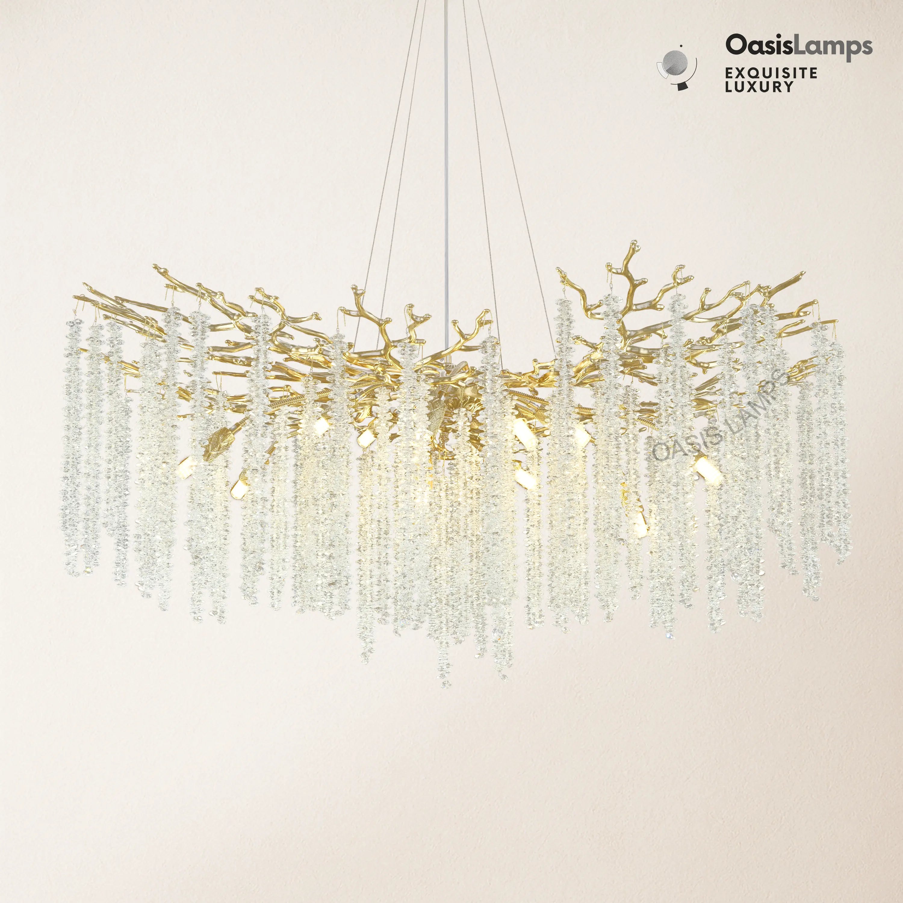 Snow Tree Branch Crystal Chandelier 30" 40"D#color_brass,size_40"