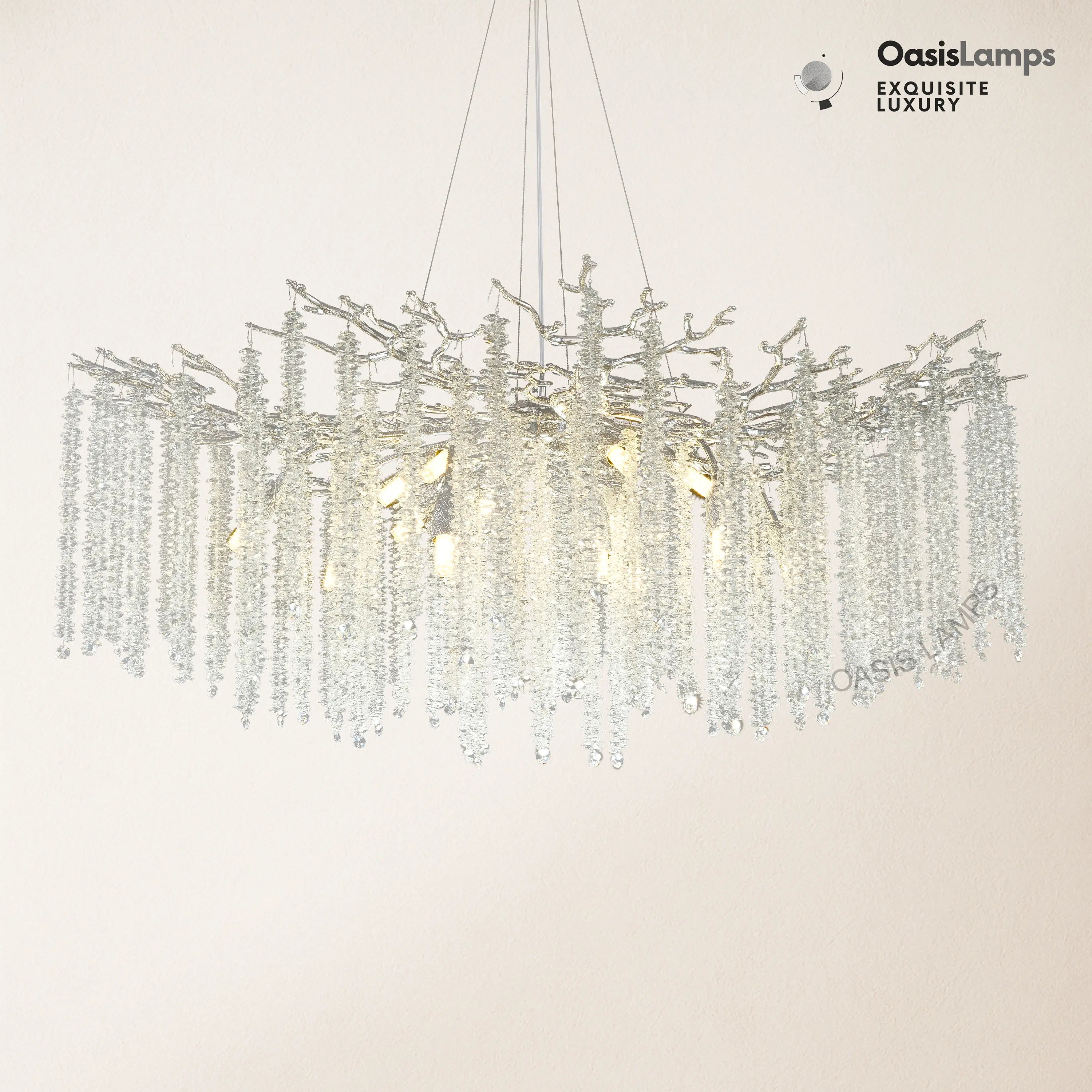 Snow Tree Branch Crystal Chandelier 30" 40"D#color_silver,size_40"