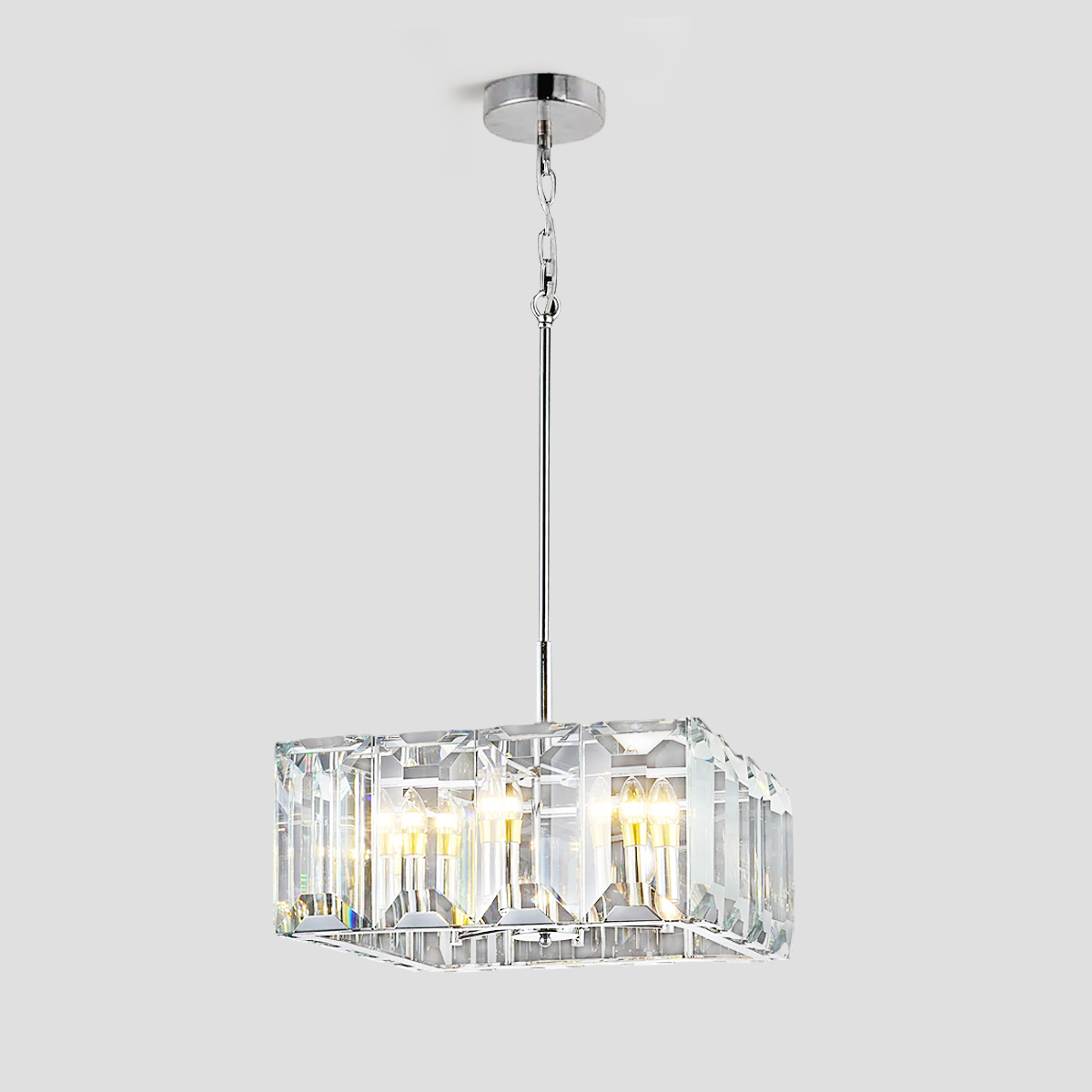 Tundra Cube Square Crystal 24" Chandelier