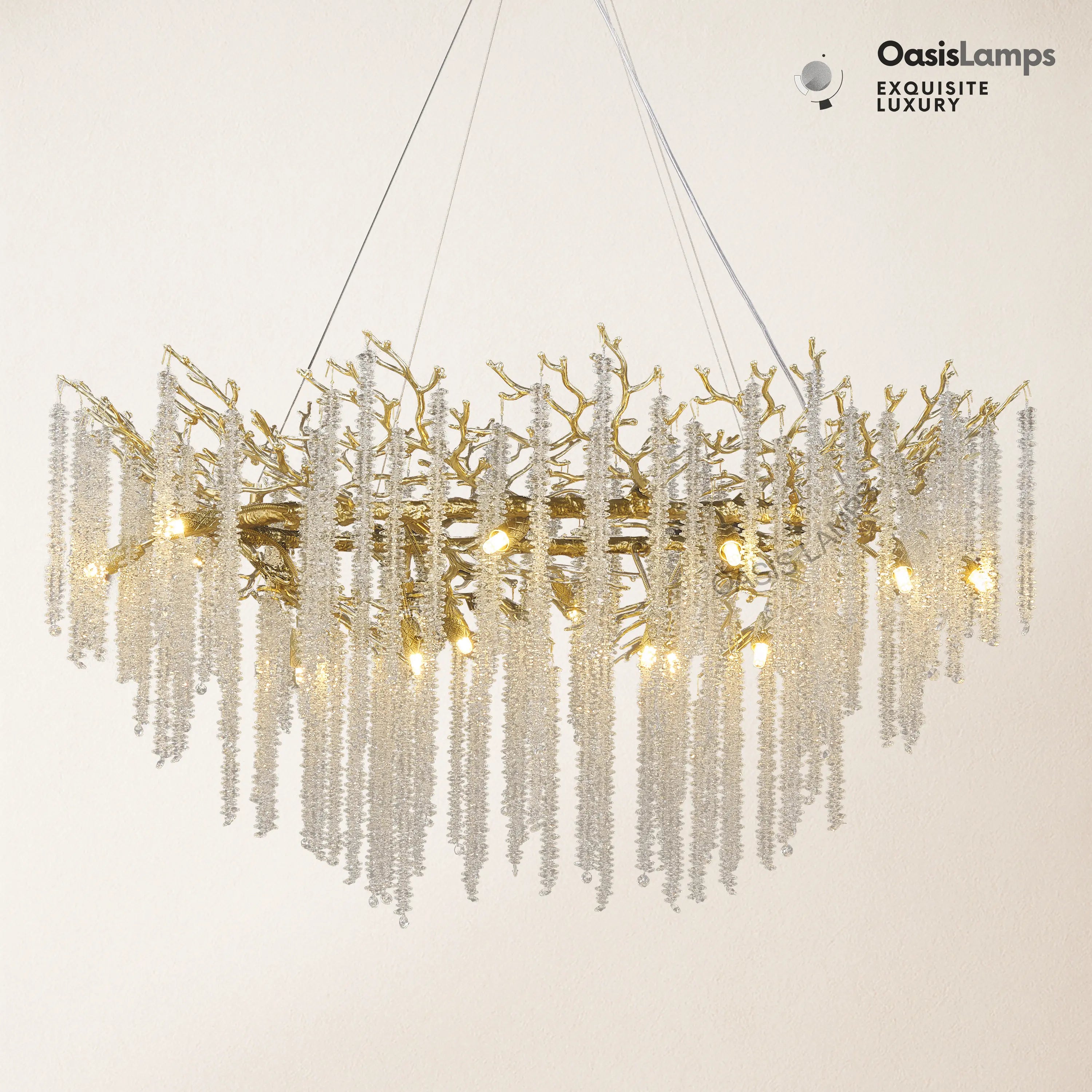 Snow Tree Branch Chandelier 47''D#Color_Brass