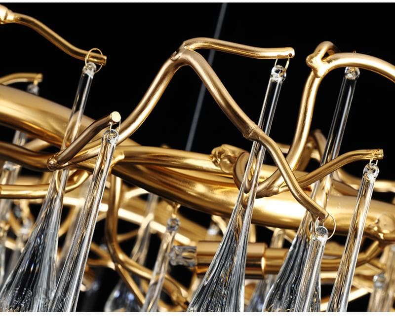 Branch Round Long Teardrop Crystal Chandelier