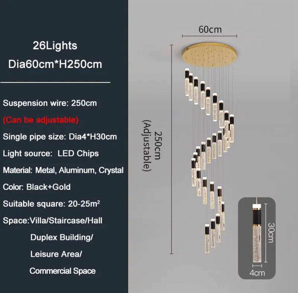 Cassandra Foyer & Stairecase Chandelier 23" 31" D