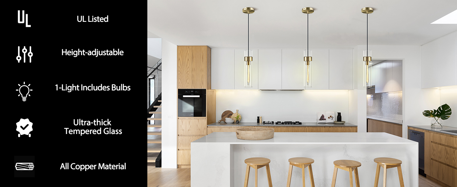 Knurldon Glass Pendant Light--Brass