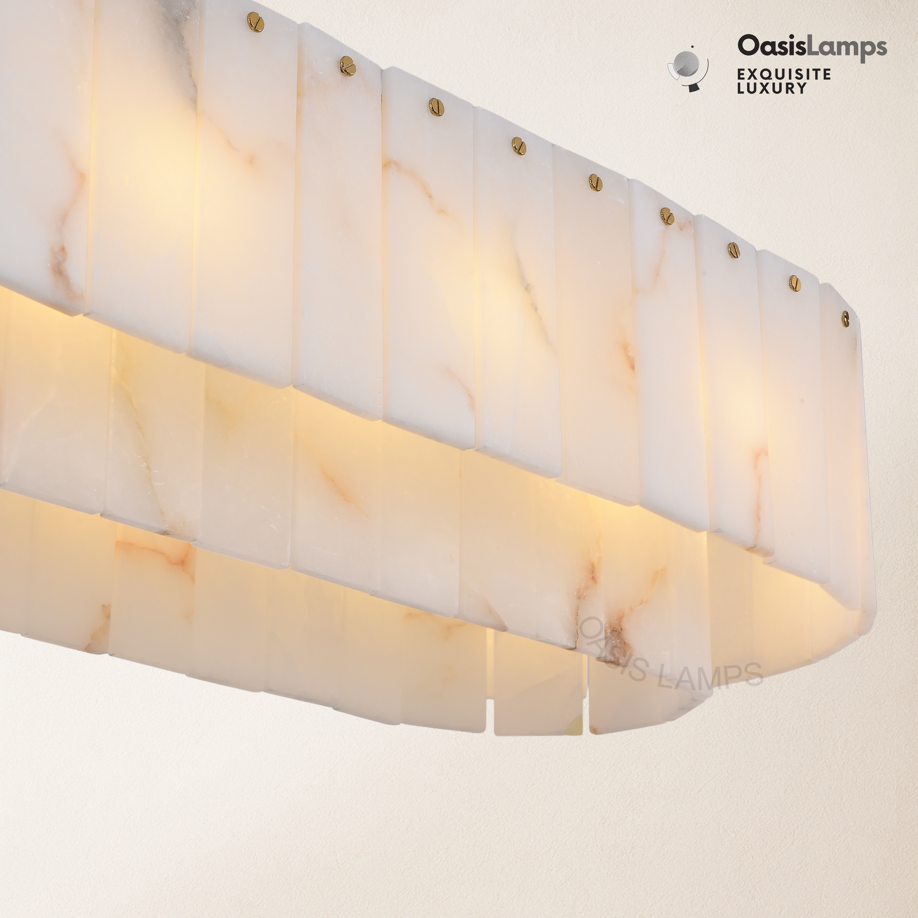 Sawyer Alabaster Rectangle Chandelier 40" 54"L#Color_Brass