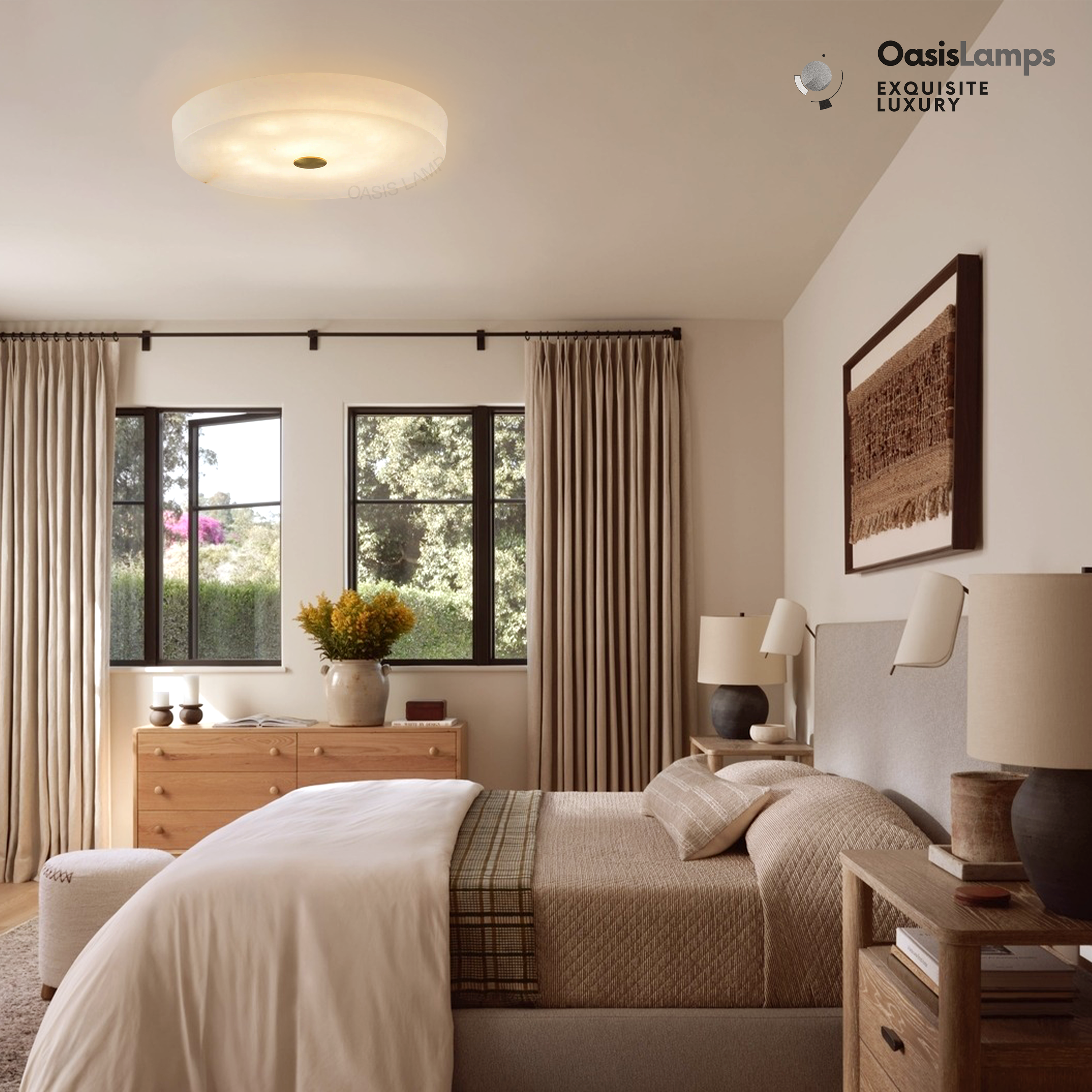 Egwent Alabaster Dish Recessed Circular LED Chandelier Flushmount