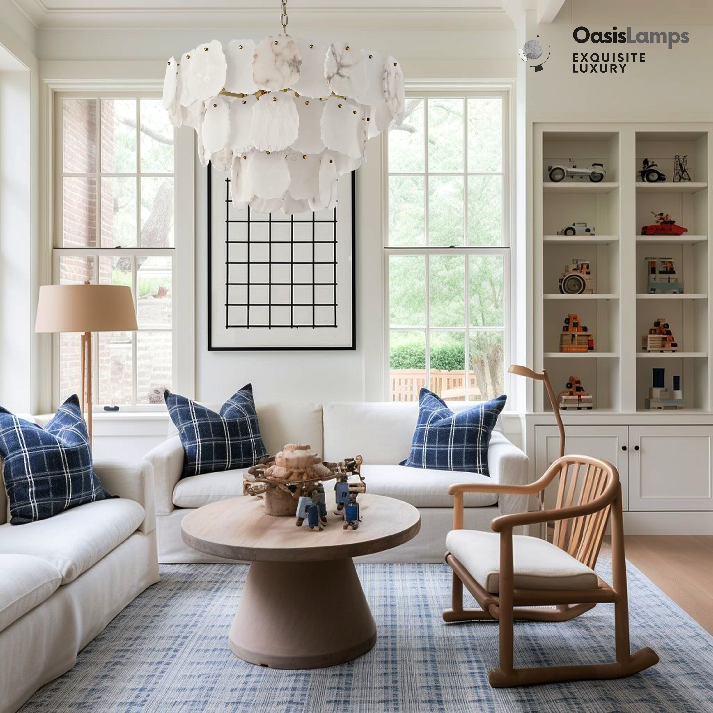 Moira Luxury Alabaster Brass Chandelier