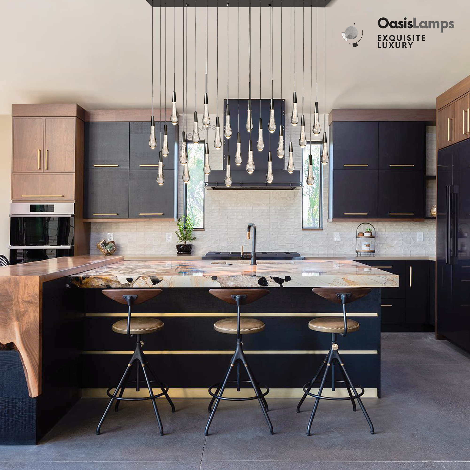 Elara Solitaires Linear Crystal Chandelier 37'' 50'' 70'' 87" 120"W#color_bronze,size_50"-25 lights