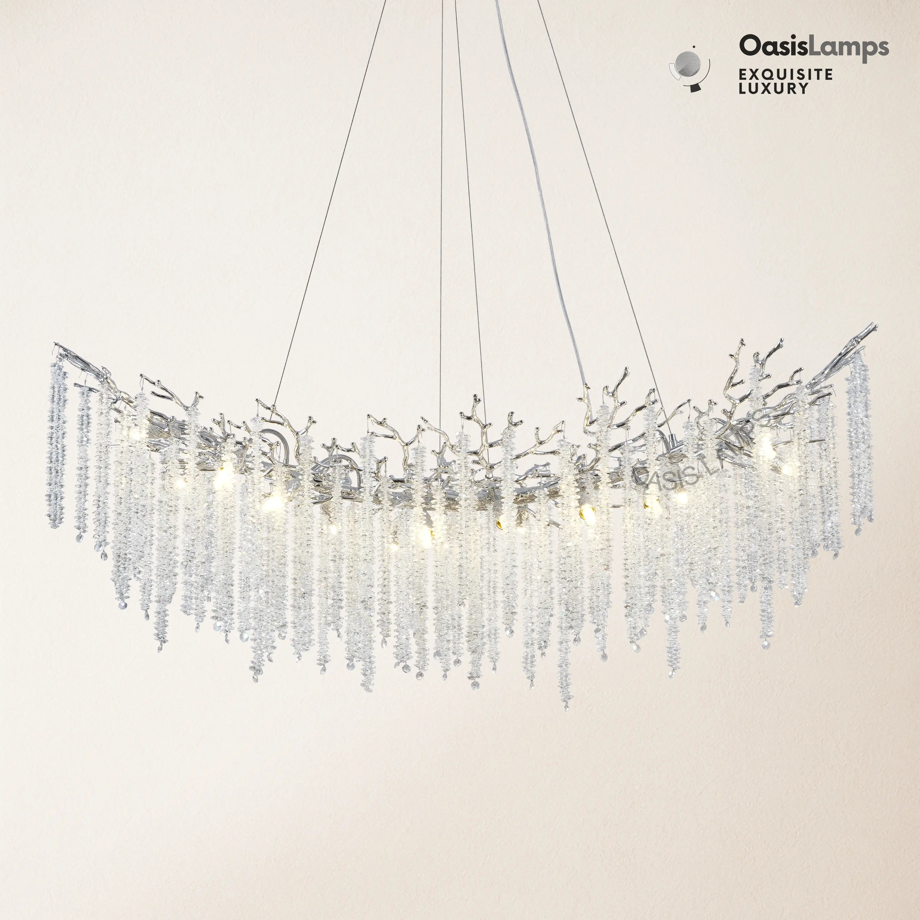 Snow Tree Branches Linear Chandelier 55''L#Color_silver