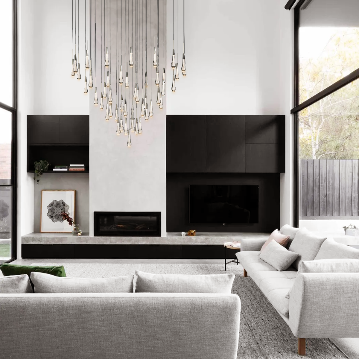 Elara Solitaires Round Crystal Chandelier 17'' 24'' 36'' 40'' 58''D#color_nickel,size_58"-47 lights