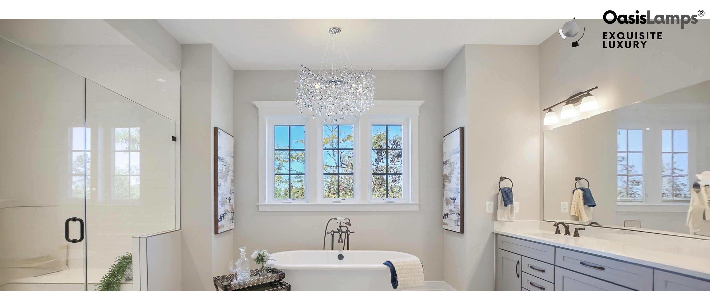 Frostleaf Cascade Branch Crystal Round Chandelier 30" 40" D#color_silver,size_D-30inches