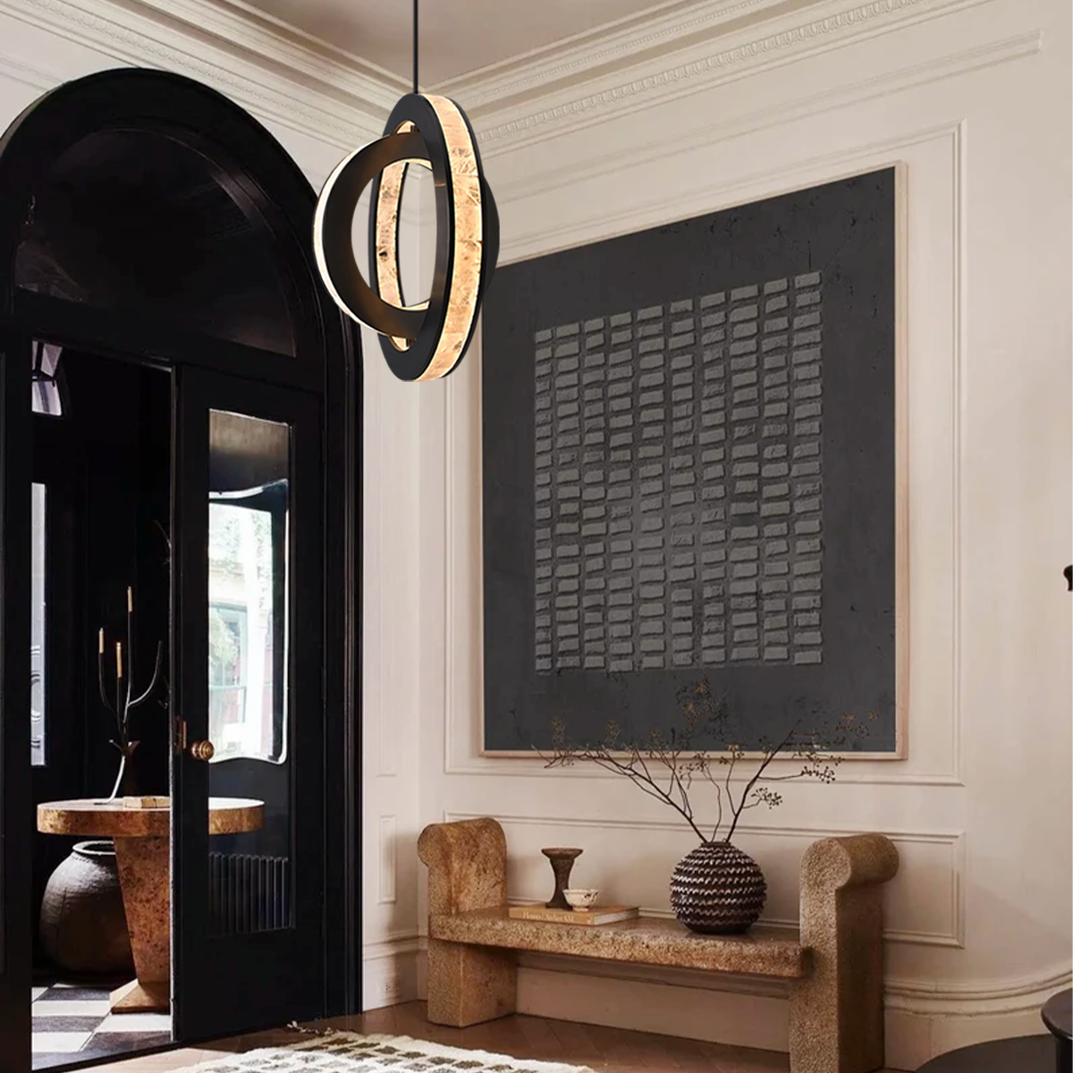 Rock Crystal Double Ring Pendant