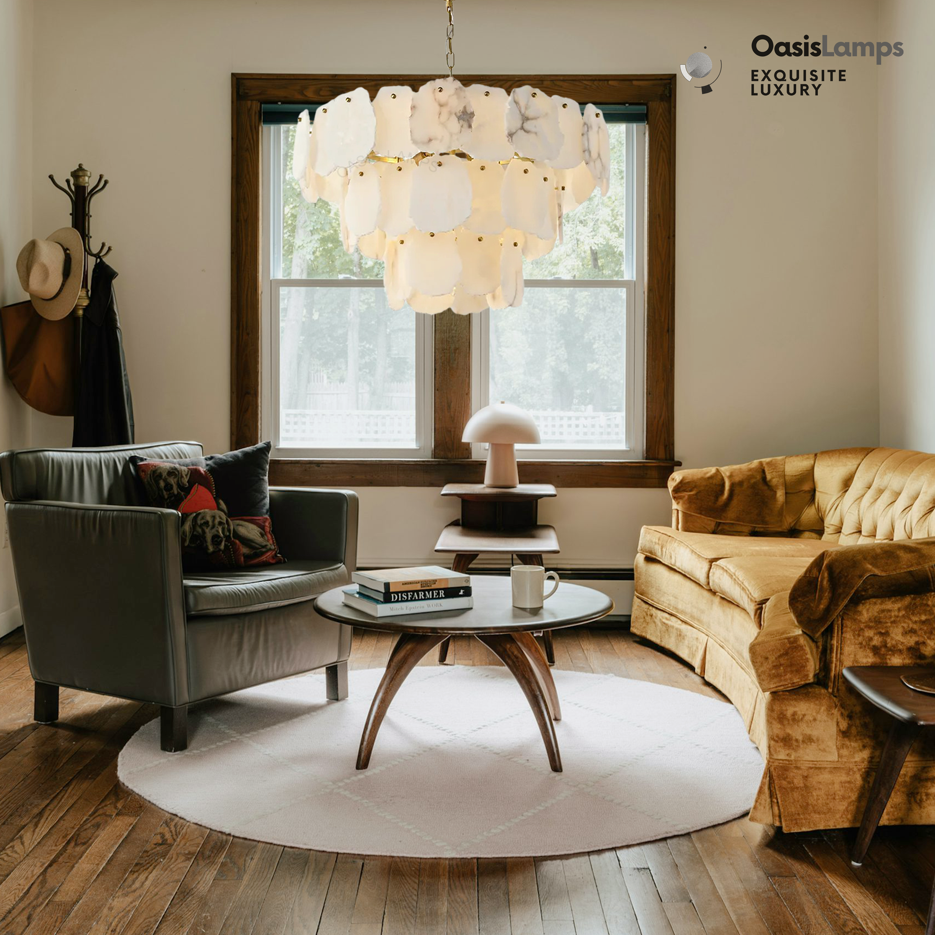 Moira Luxury Alabaster Brass Chandelier