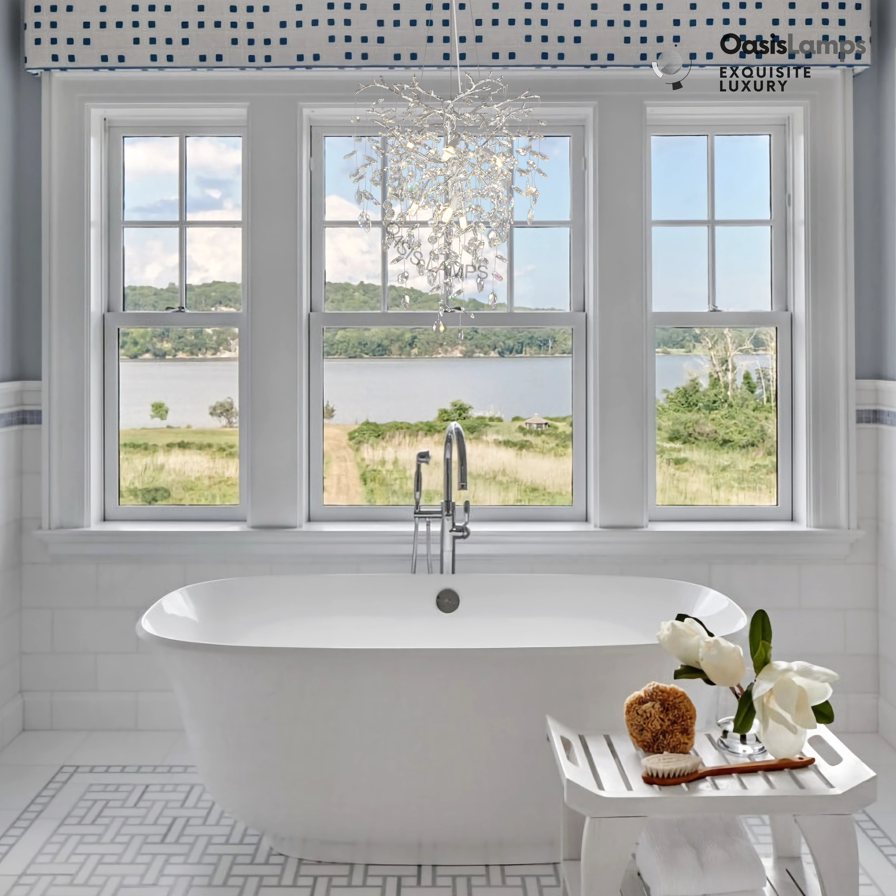 Frostleaf Grand Cascade Branches Chandelier 21'' 24" 32" 40"D#finish_silver,size_21"