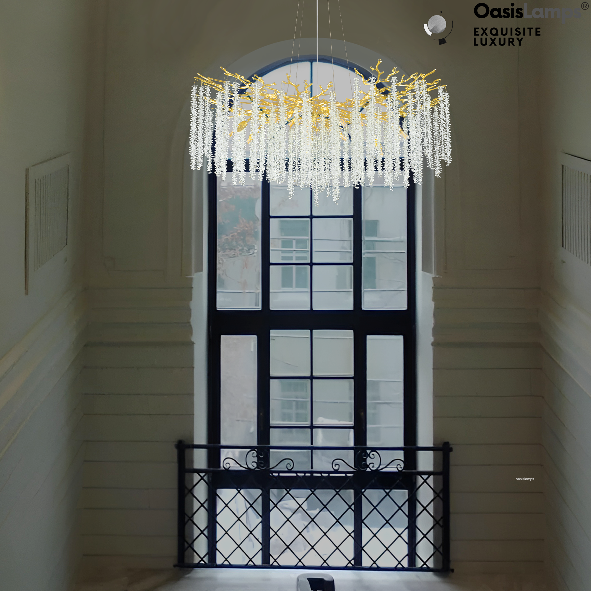 Snow Tree Branch Crystal Chandelier 30" 40"D#color_brass,size_40"