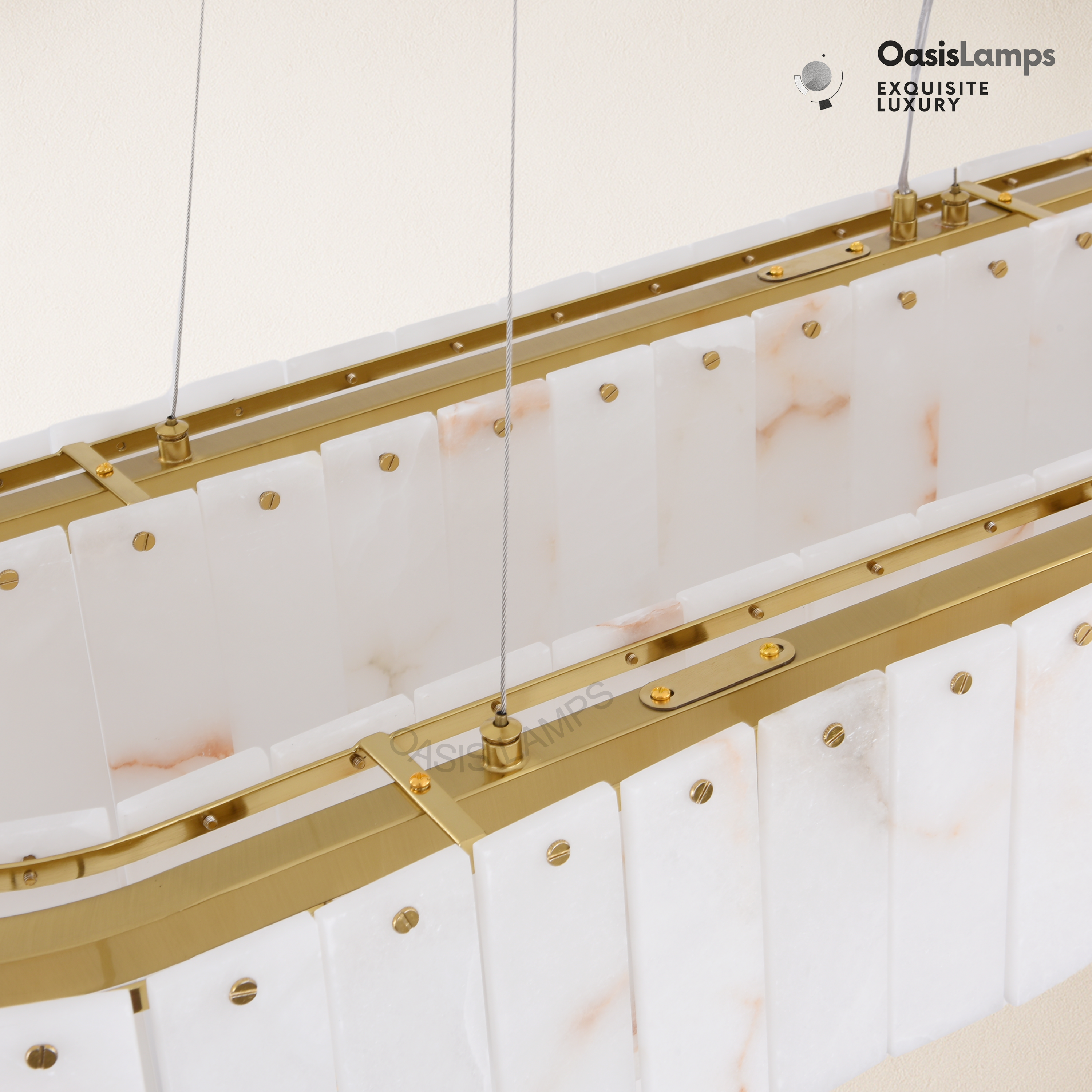 Sawyer Alabaster Rectangle Chandelier 40" 54"L#Color_Brass