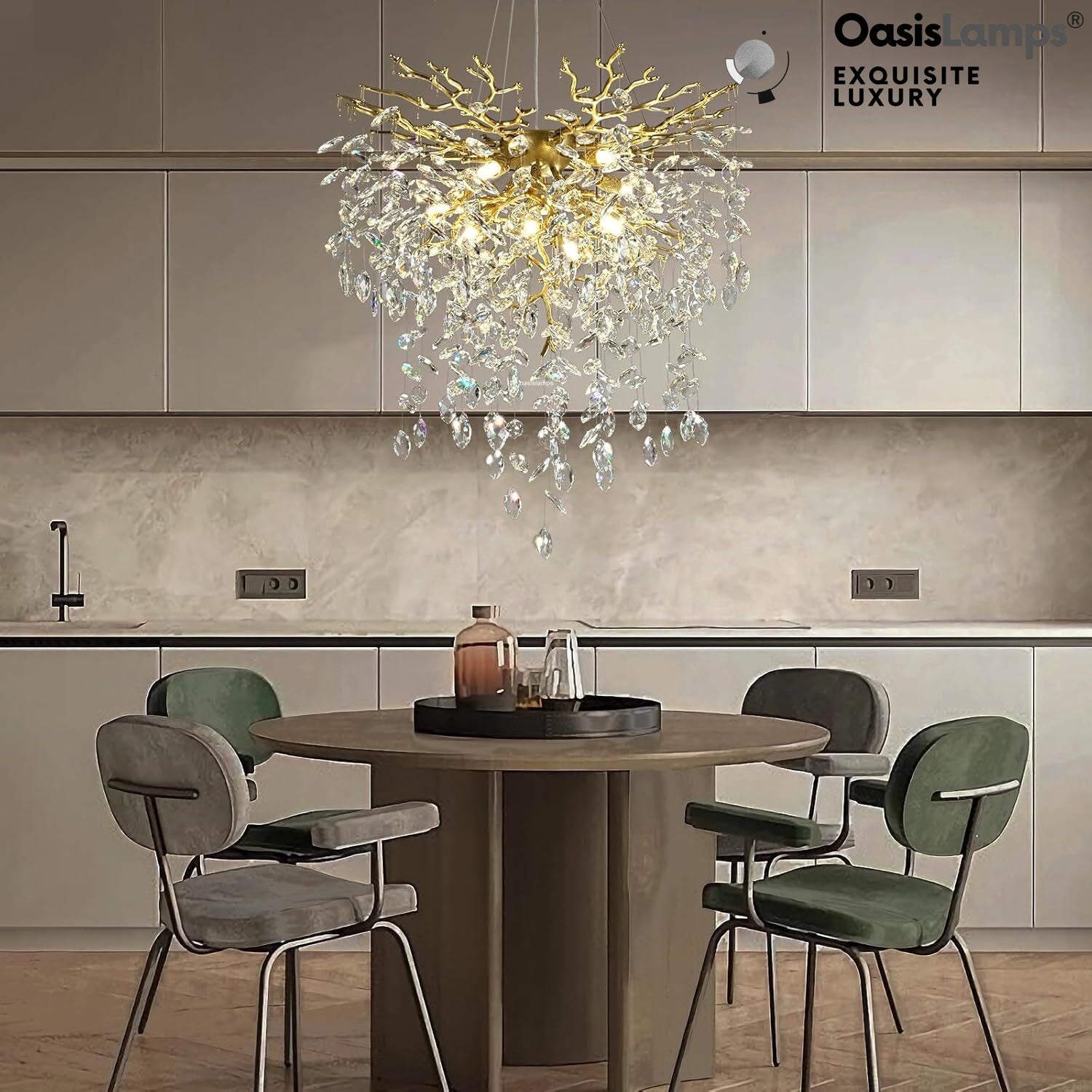 Frostleaf Grand Cascade Branches Chandelier 21'' 24" 32" 40"D#finish_brass,size_24"