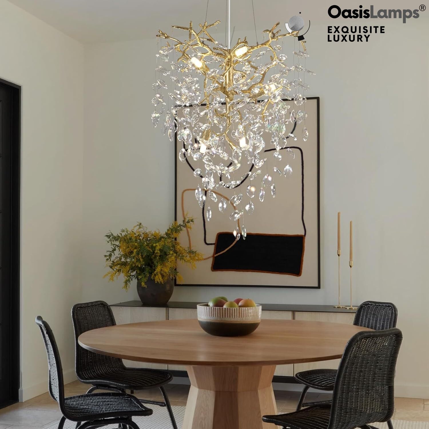 Frostleaf Grand Cascade Branches Chandelier 21'' 24" 32" 40"D#finish_brass,size_21"