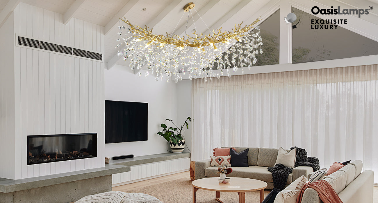 Frostleaf Cascade Tree Branch Linear Chandelier for All Rooms 55" 72"#Color_Brass,Size_L-55inches